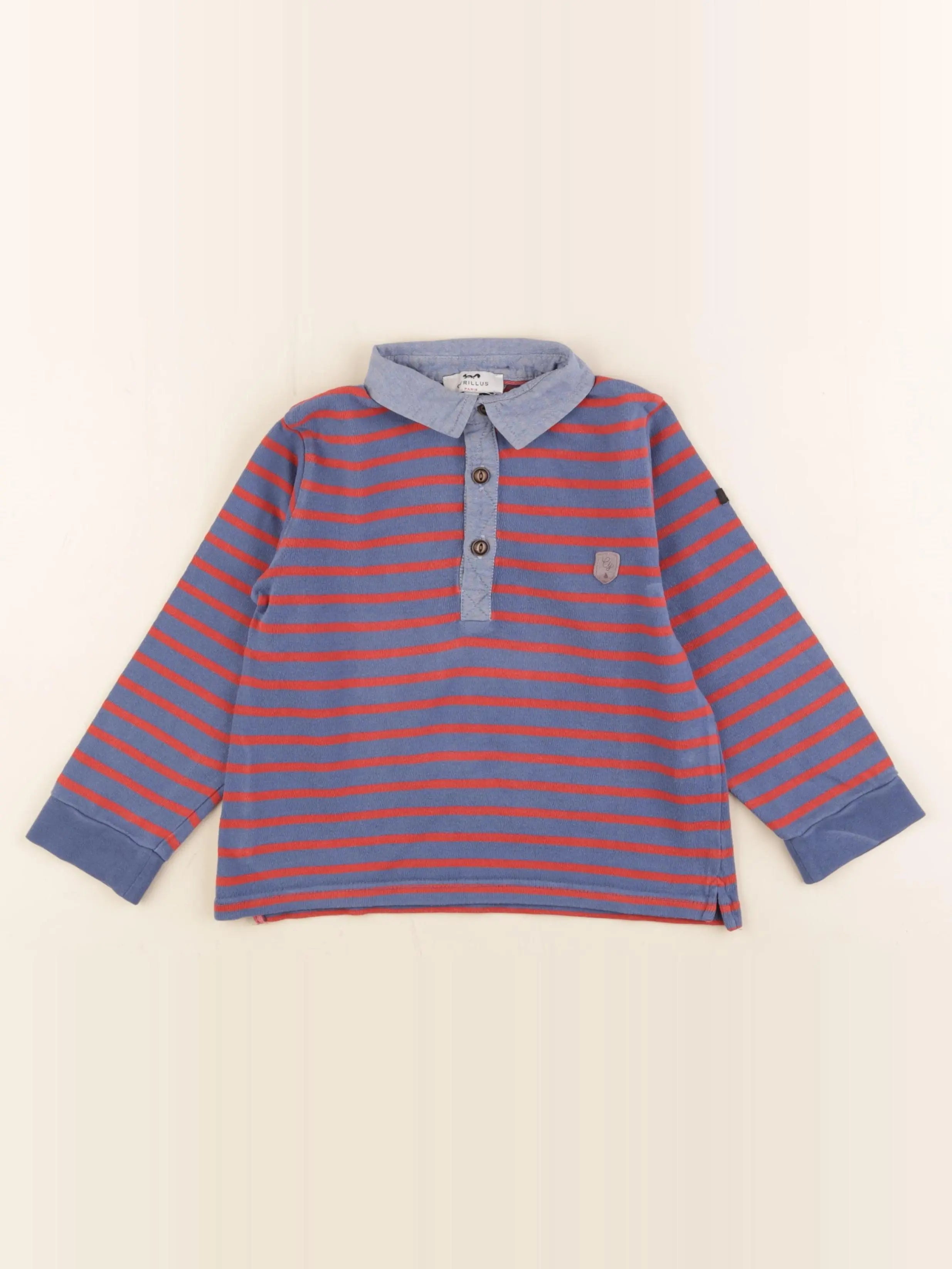 Cyrillus - polo bleu, rouge - 36 mois
