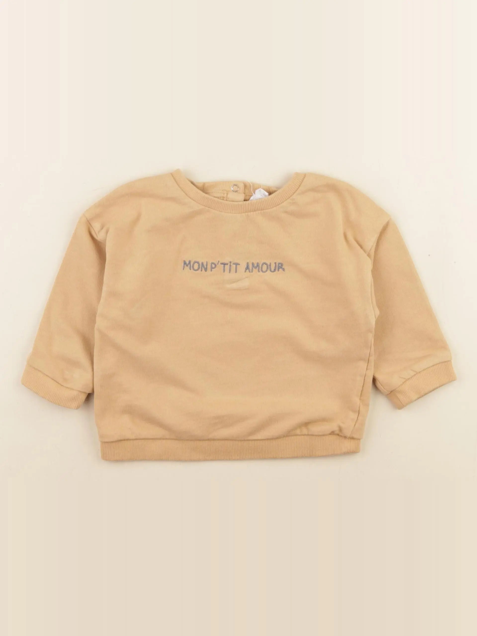 Vertbaudet - sweat beige - 12 mois