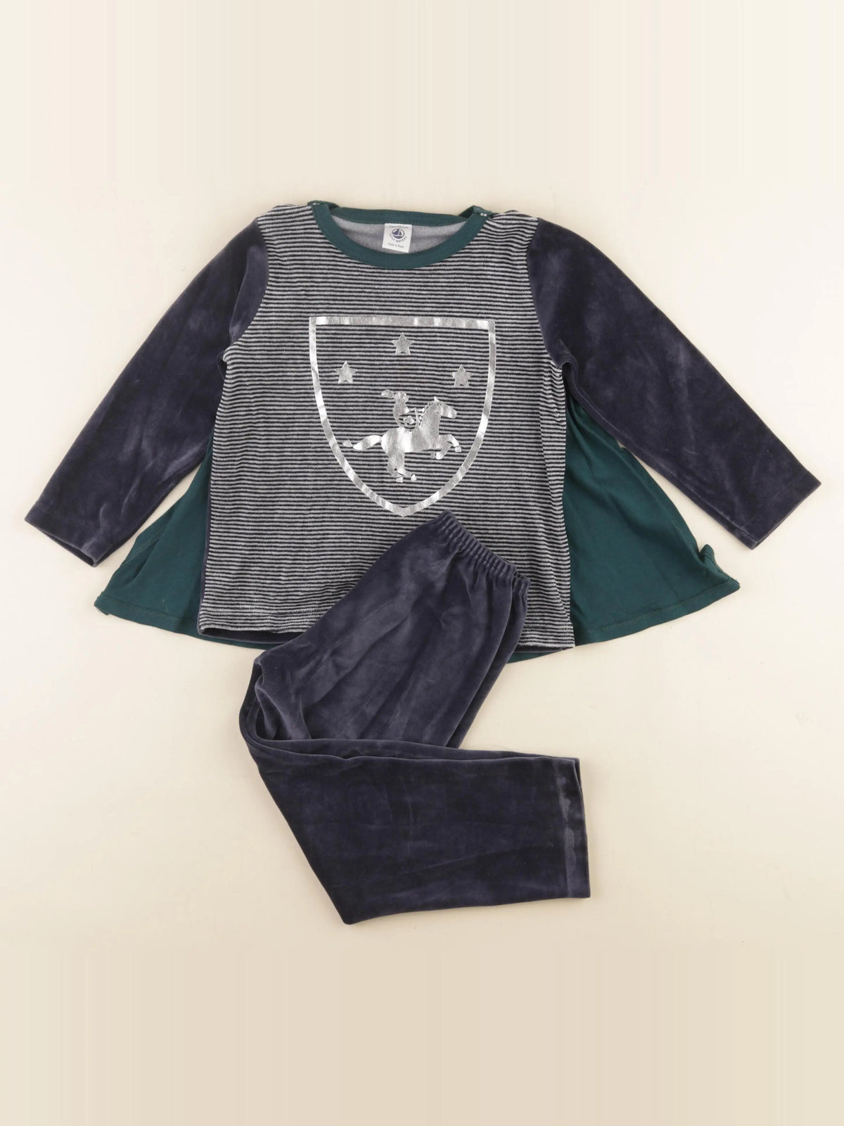 Petit Bateau - pyjama velours vert - 4 ans