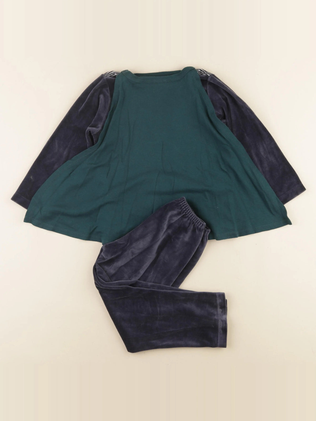 Petit Bateau - pyjama velours vert - 4 ans