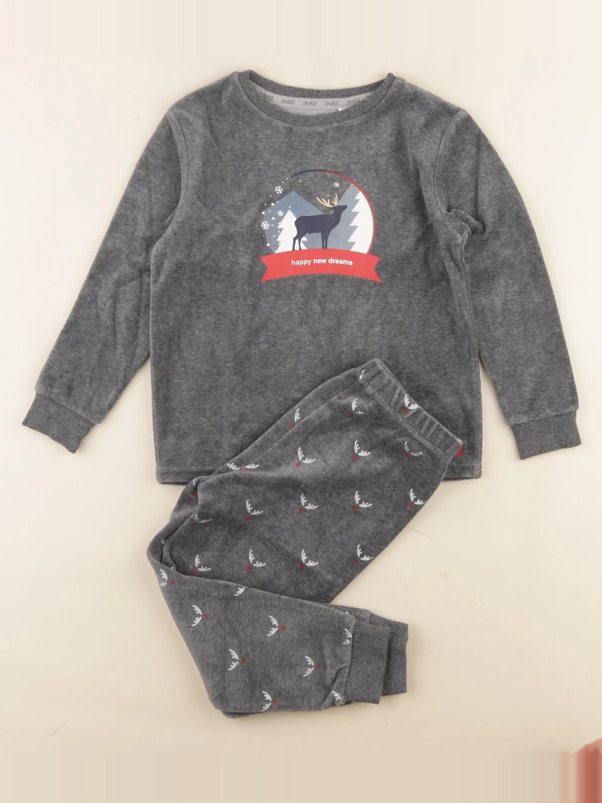 Okaidi - pyjama velours gris - 4 ans