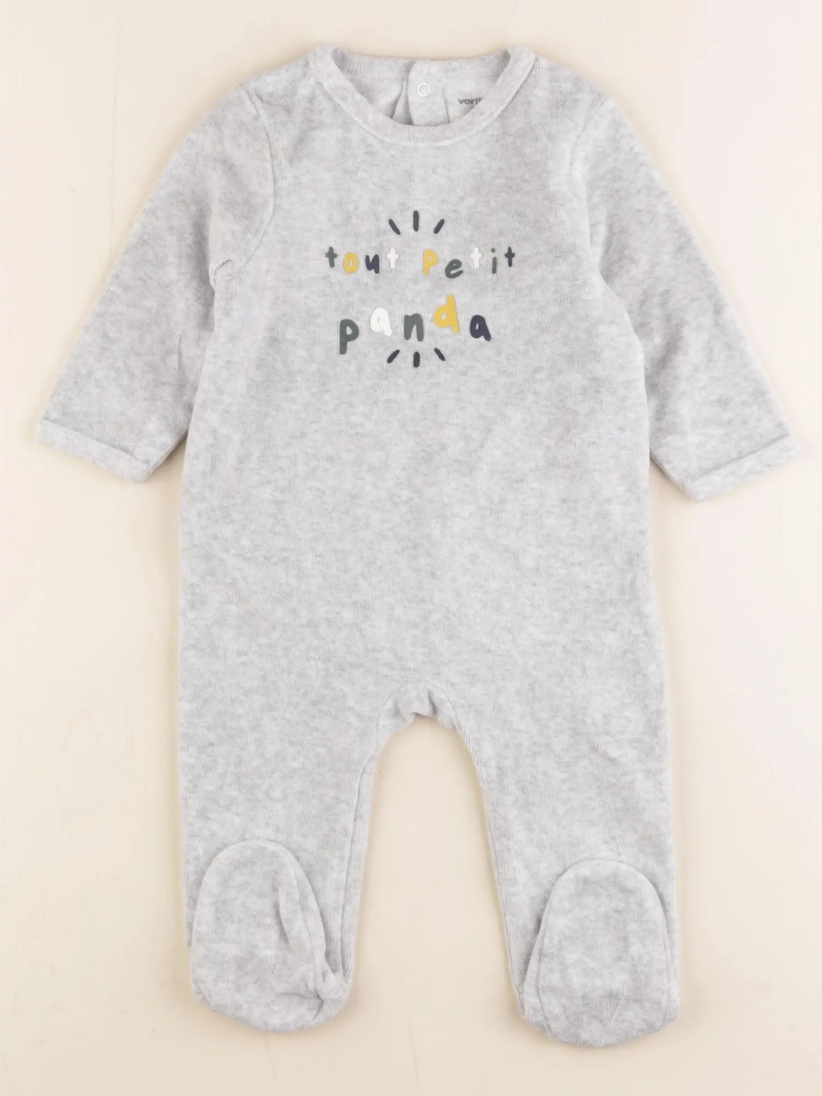Vertbaudet - pyjama velours gris - 9 mois