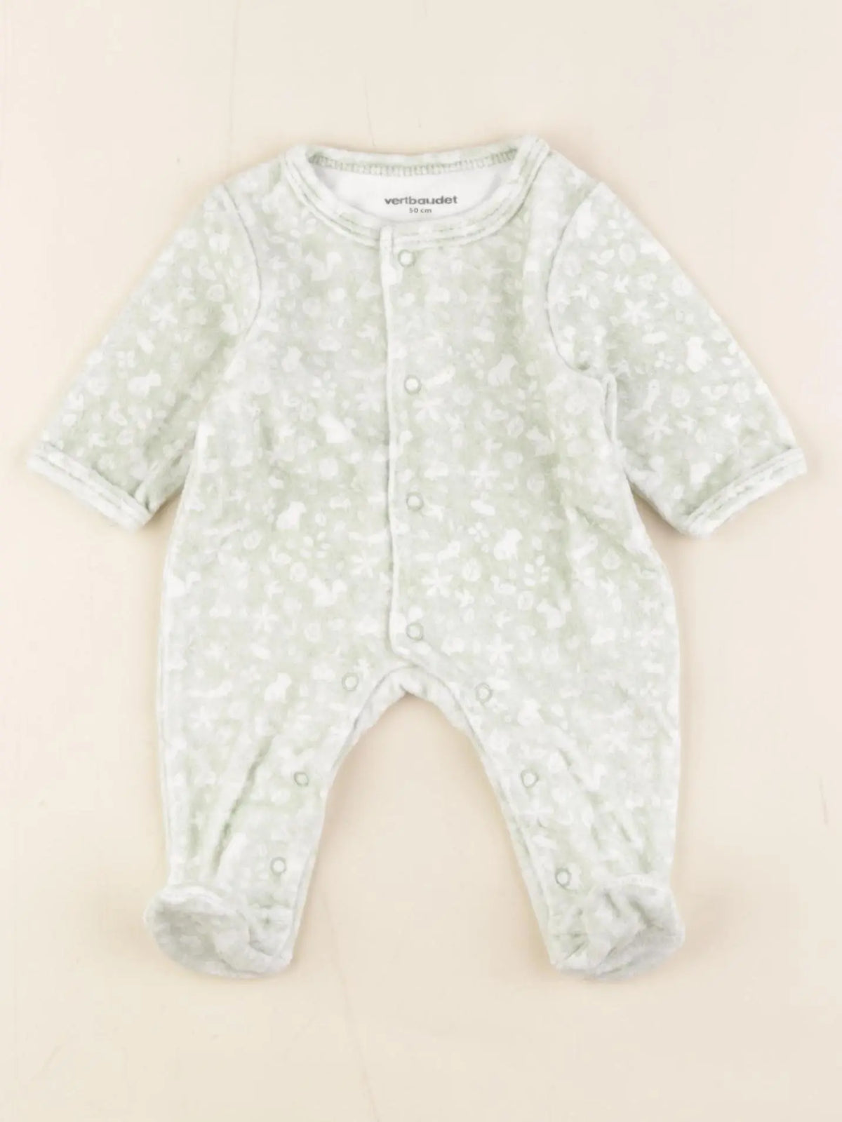 Vertbaudet - pyjama velours vert - 0 mois