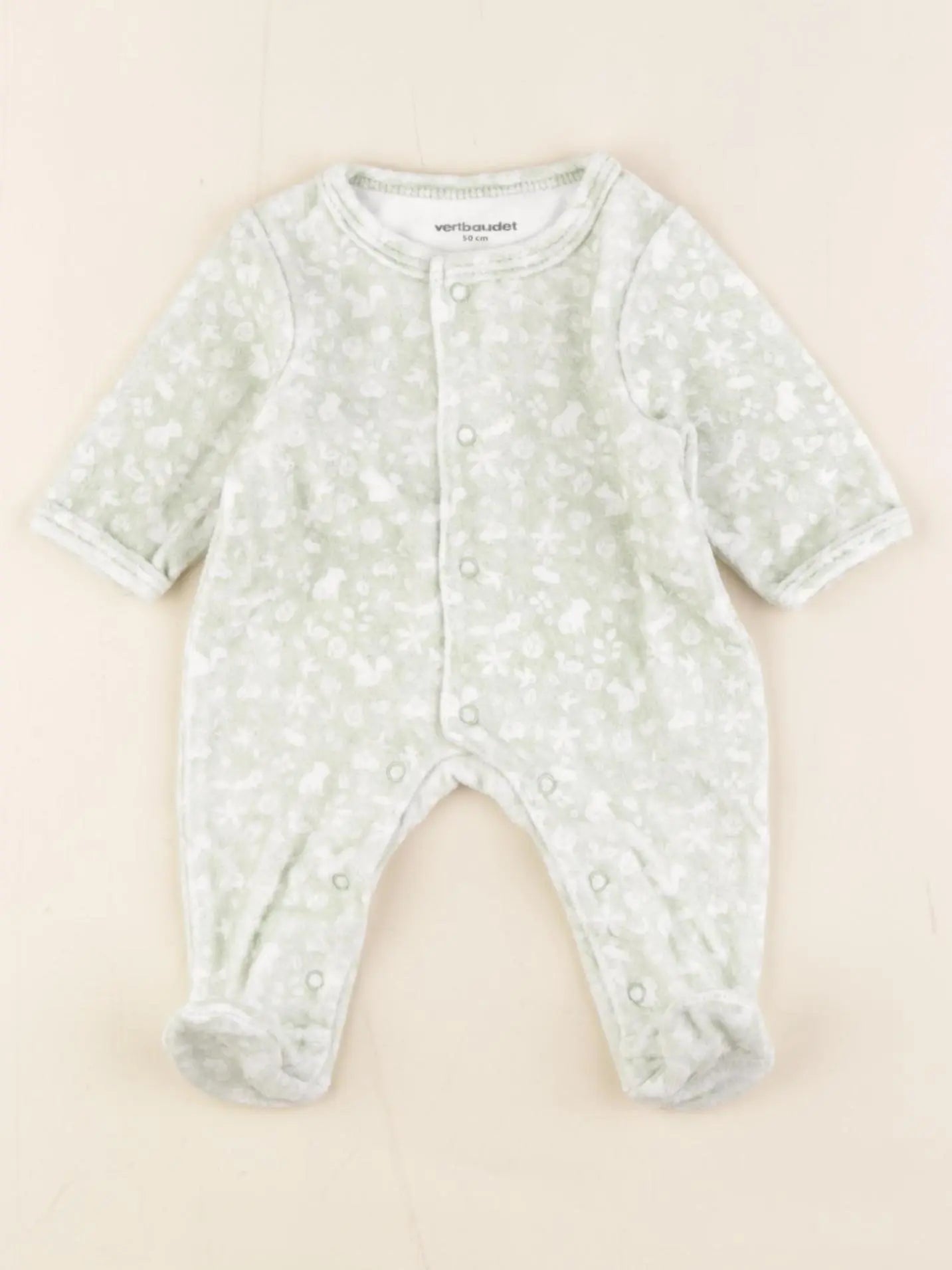 Vertbaudet - pyjama velours vert - 0 mois
