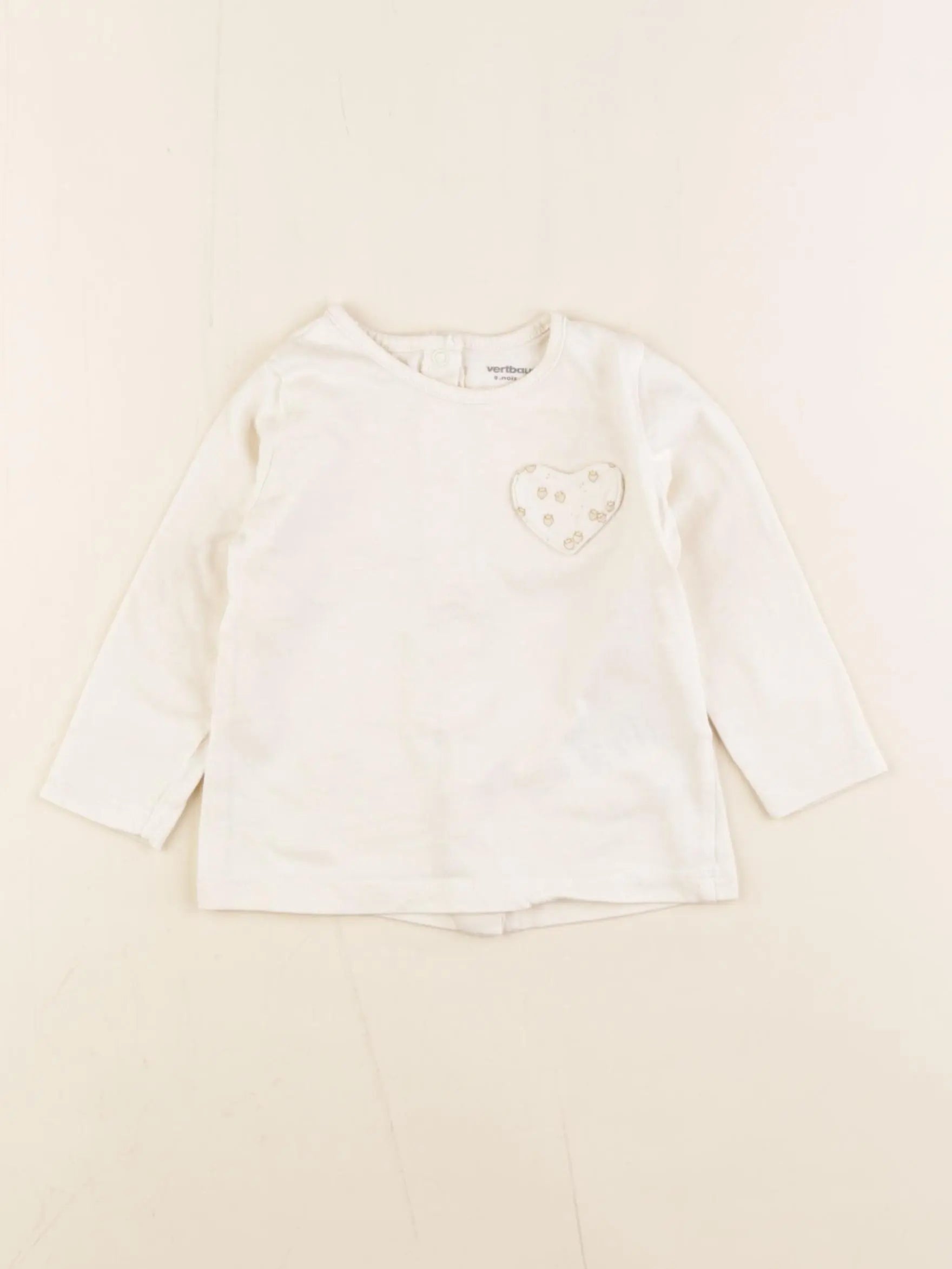Vertbaudet - tee-shirt blanc - 9 mois