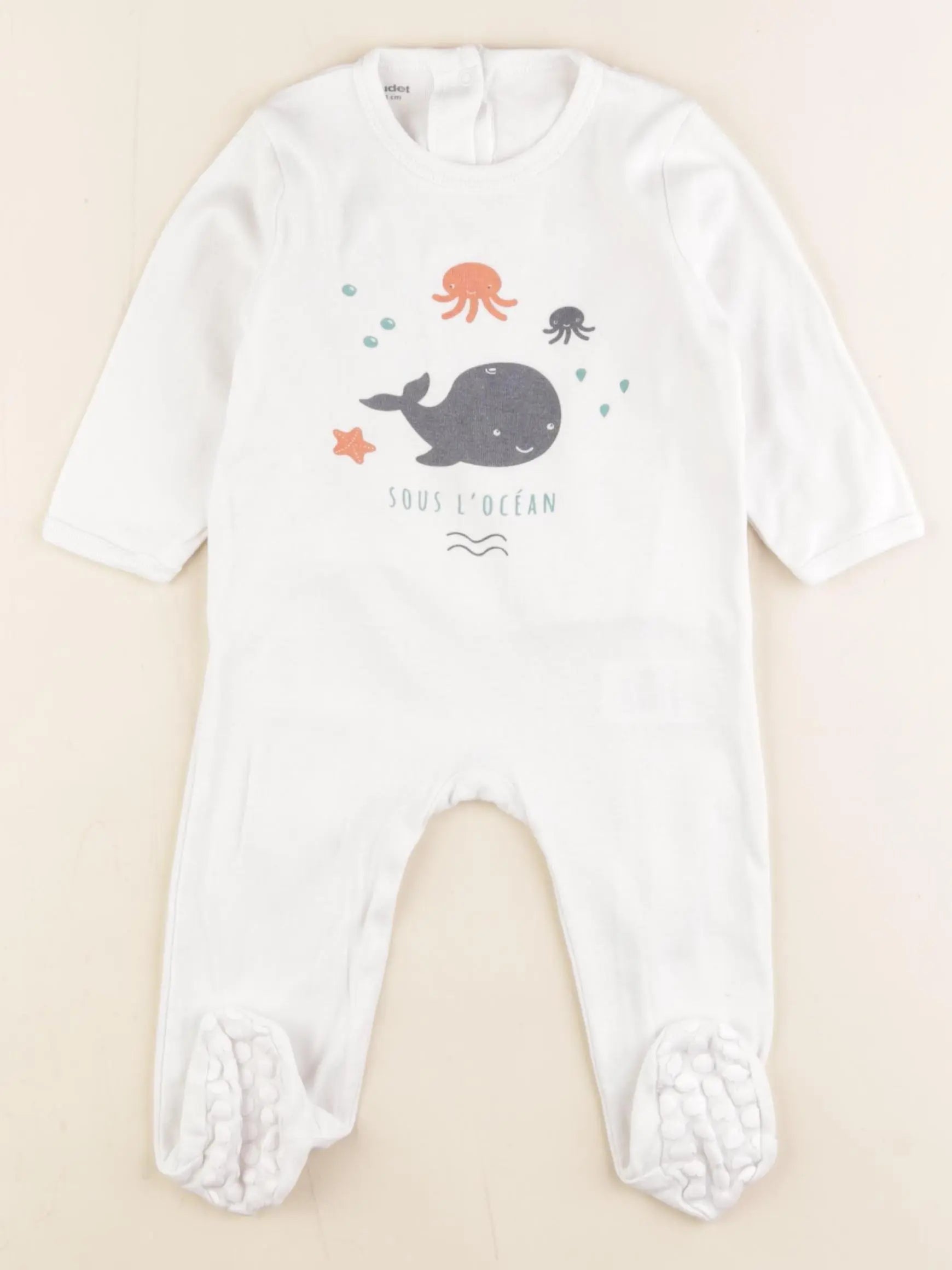 Vertbaudet - pyjama coton blanc - 12 mois