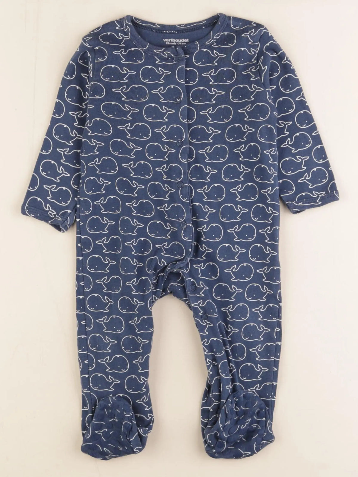 Vertbaudet - pyjama coton bleu - 12 mois