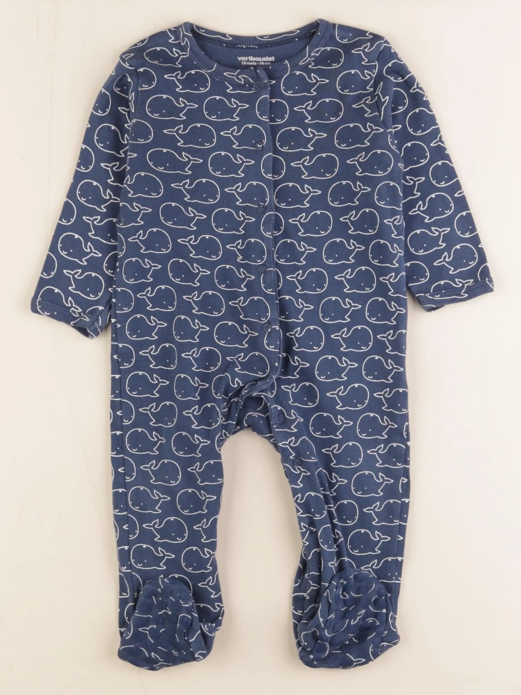 Vertbaudet - pyjama coton bleu - 12 mois