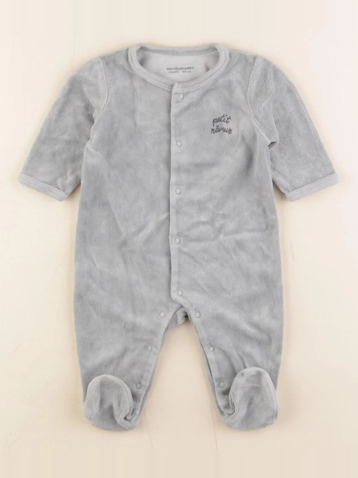 Vertbaudet - pyjama velours vert - 3 mois