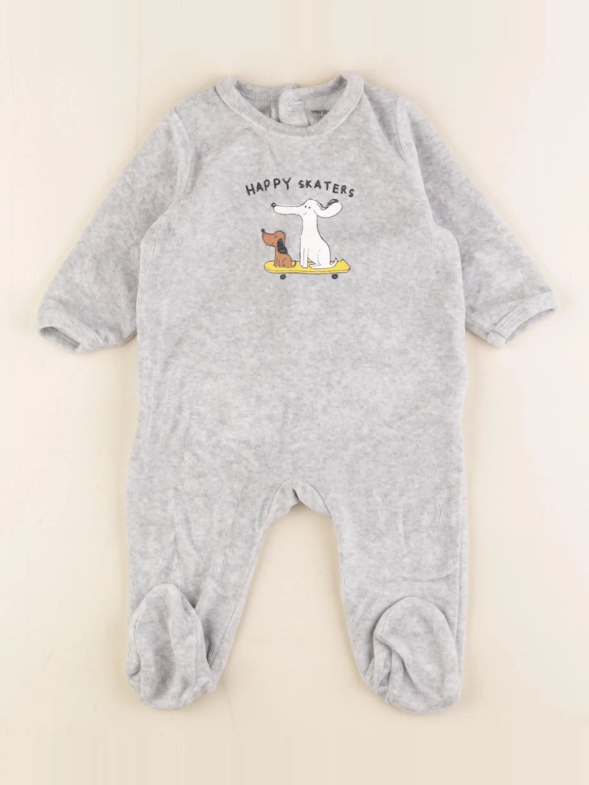 Vertbaudet - pyjama velours gris - 6 mois