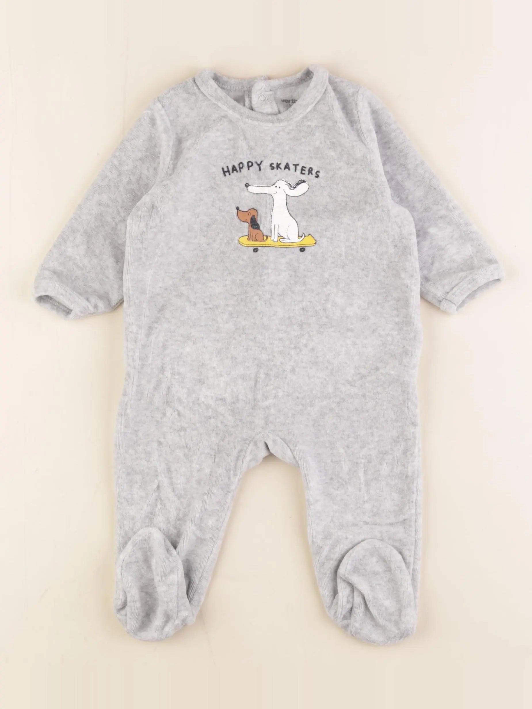 Vertbaudet - pyjama velours gris - 6 mois