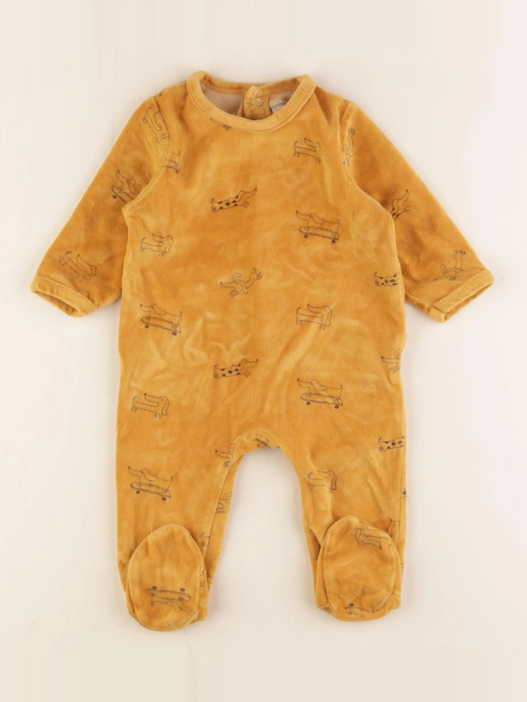 Vertbaudet - pyjama velours jaune - 6 mois