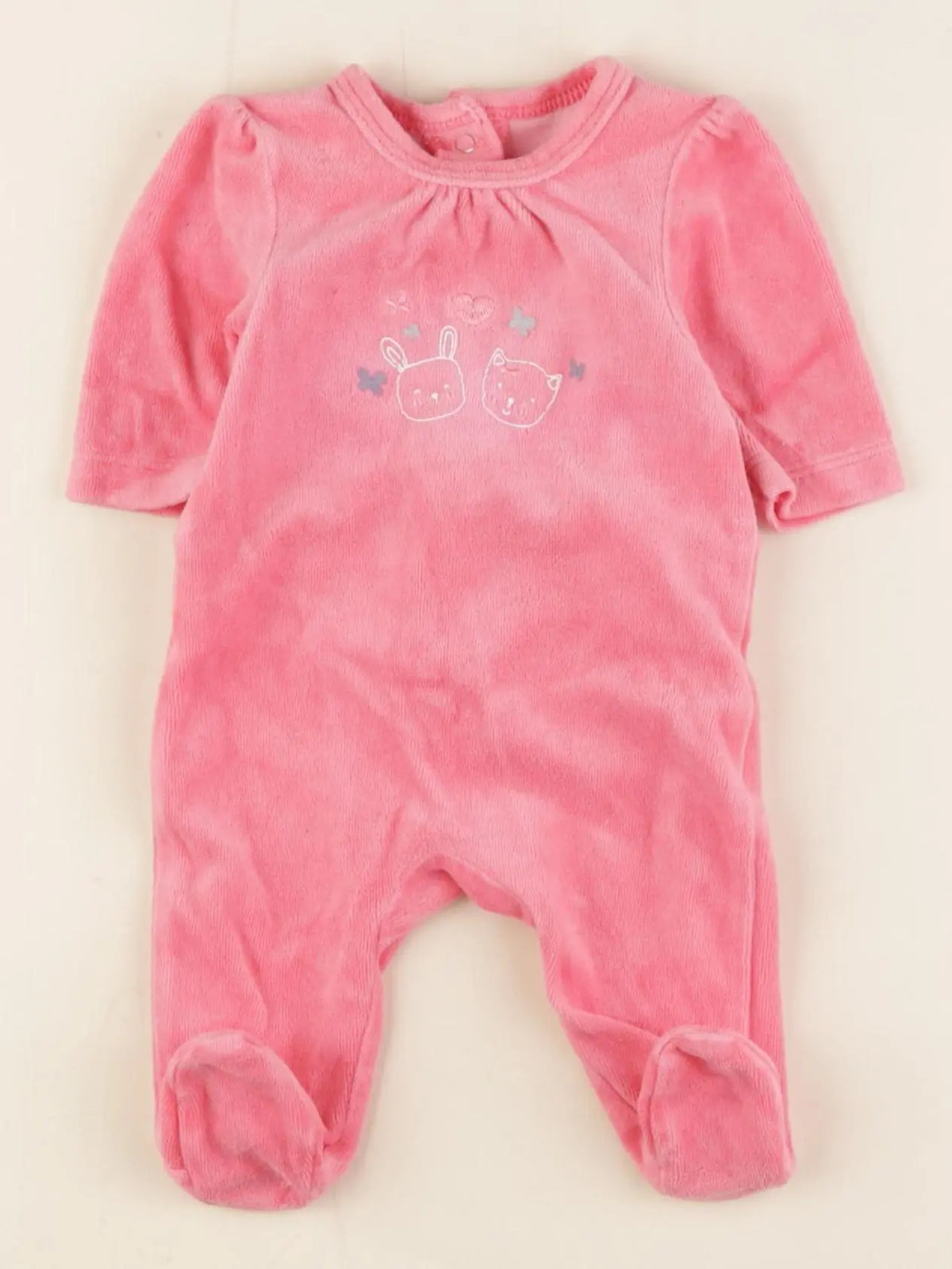 Vertbaudet - pyjama velours rose - 1 mois