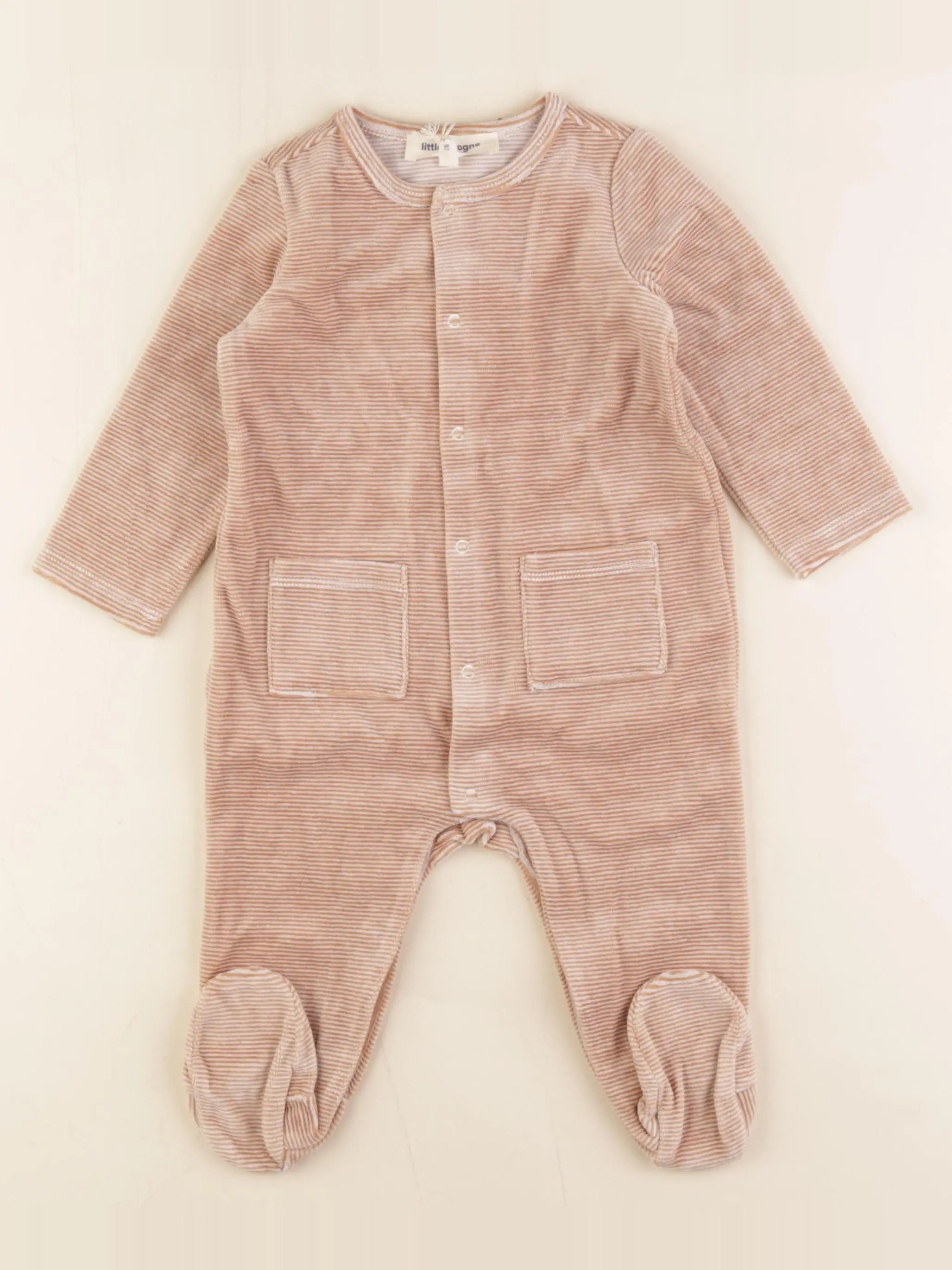 Little Cigogne - pyjama velours marron - 12 mois