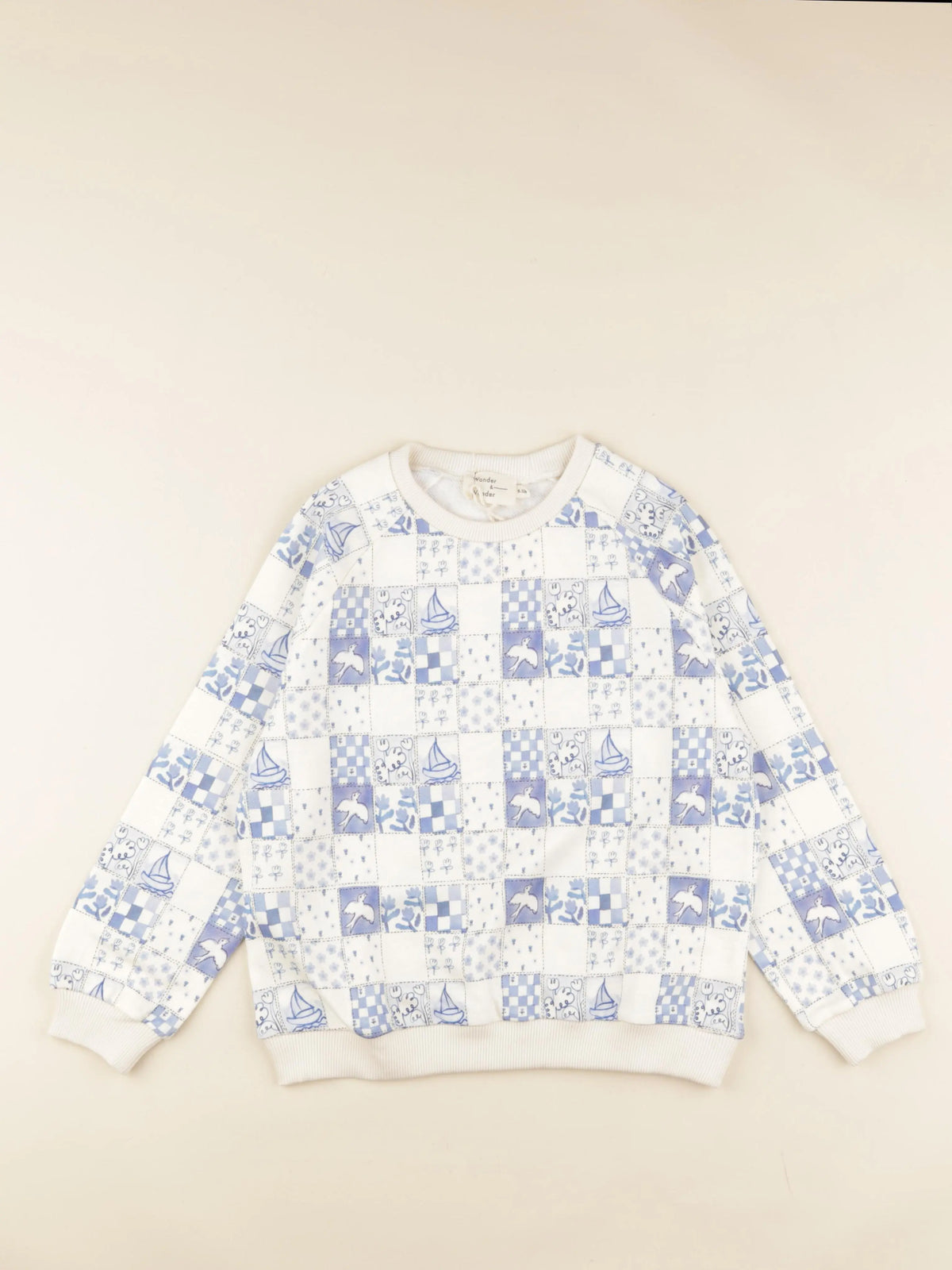 Sweat blanc, bleu