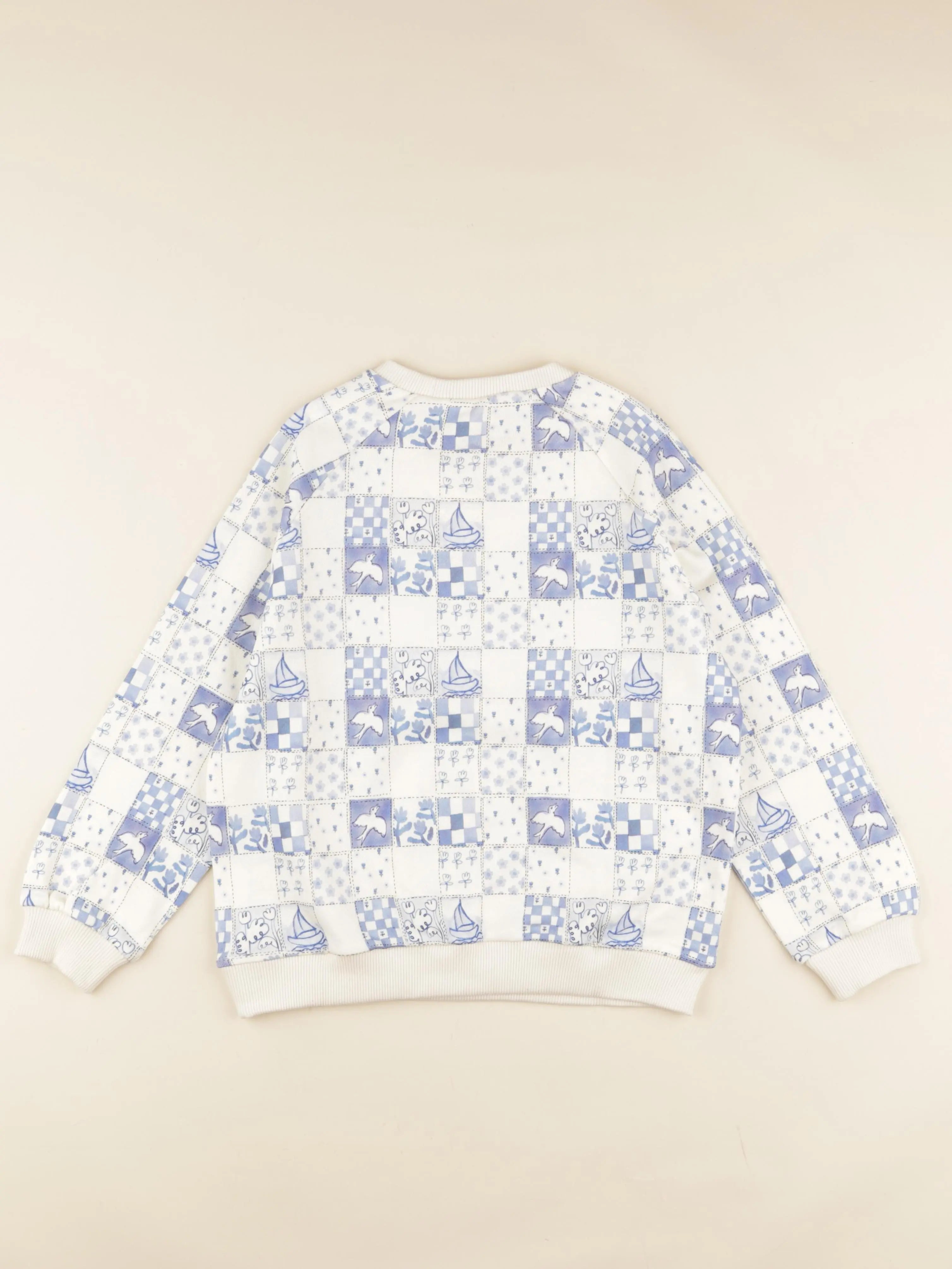 Sweat blanc, bleu