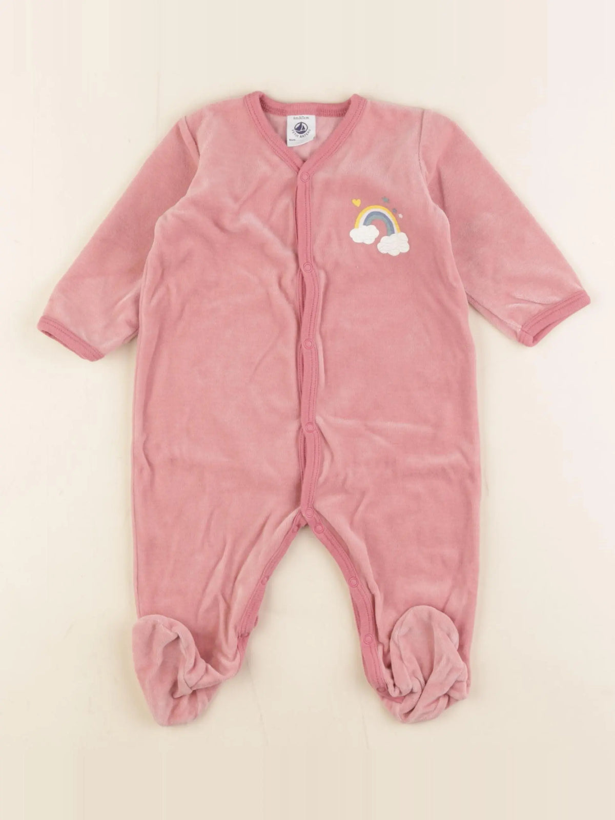 Petit Bateau - pyjama velours rose - 6 mois