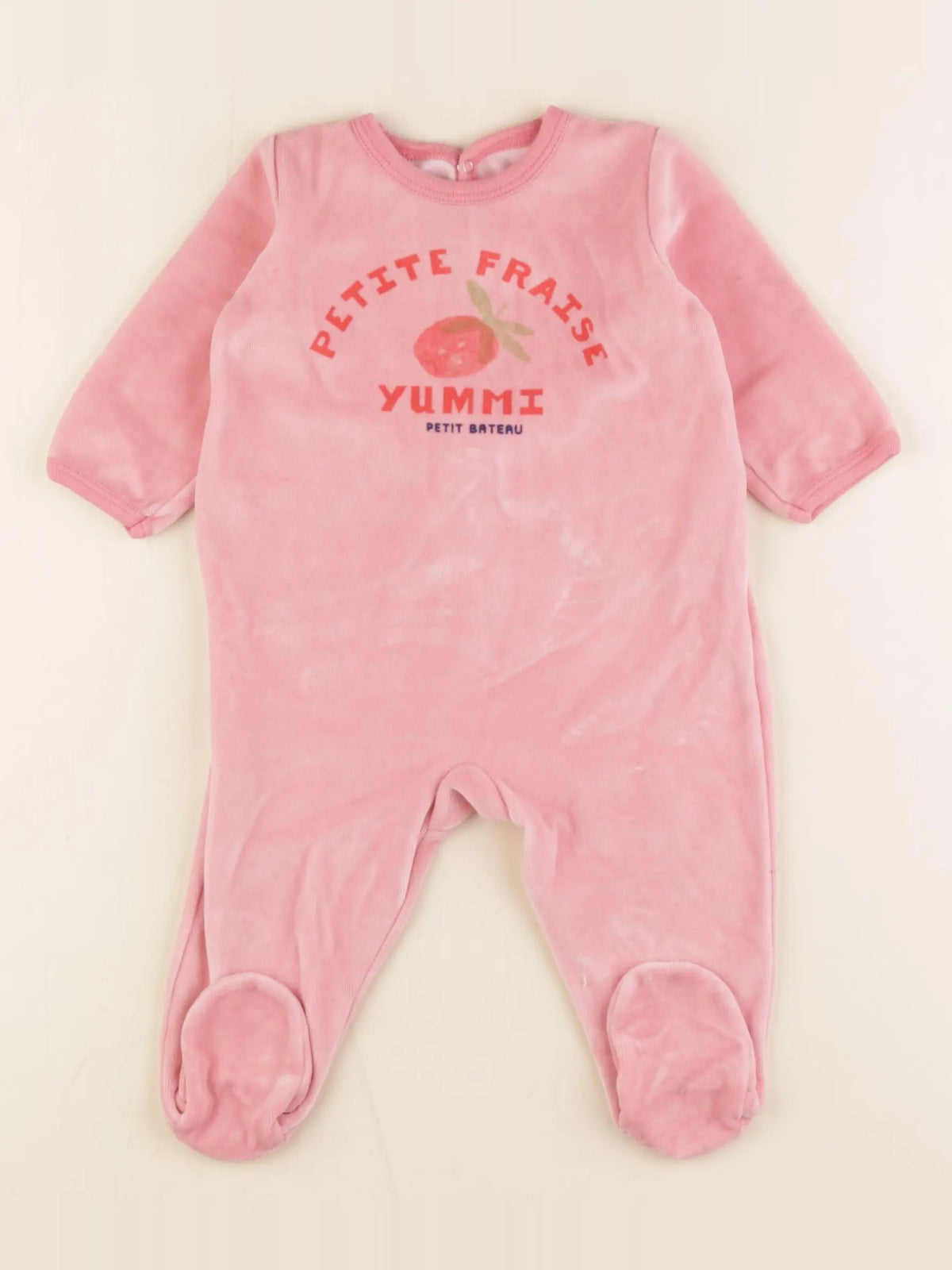 Petit Bateau - pyjama velours rose - 6 mois