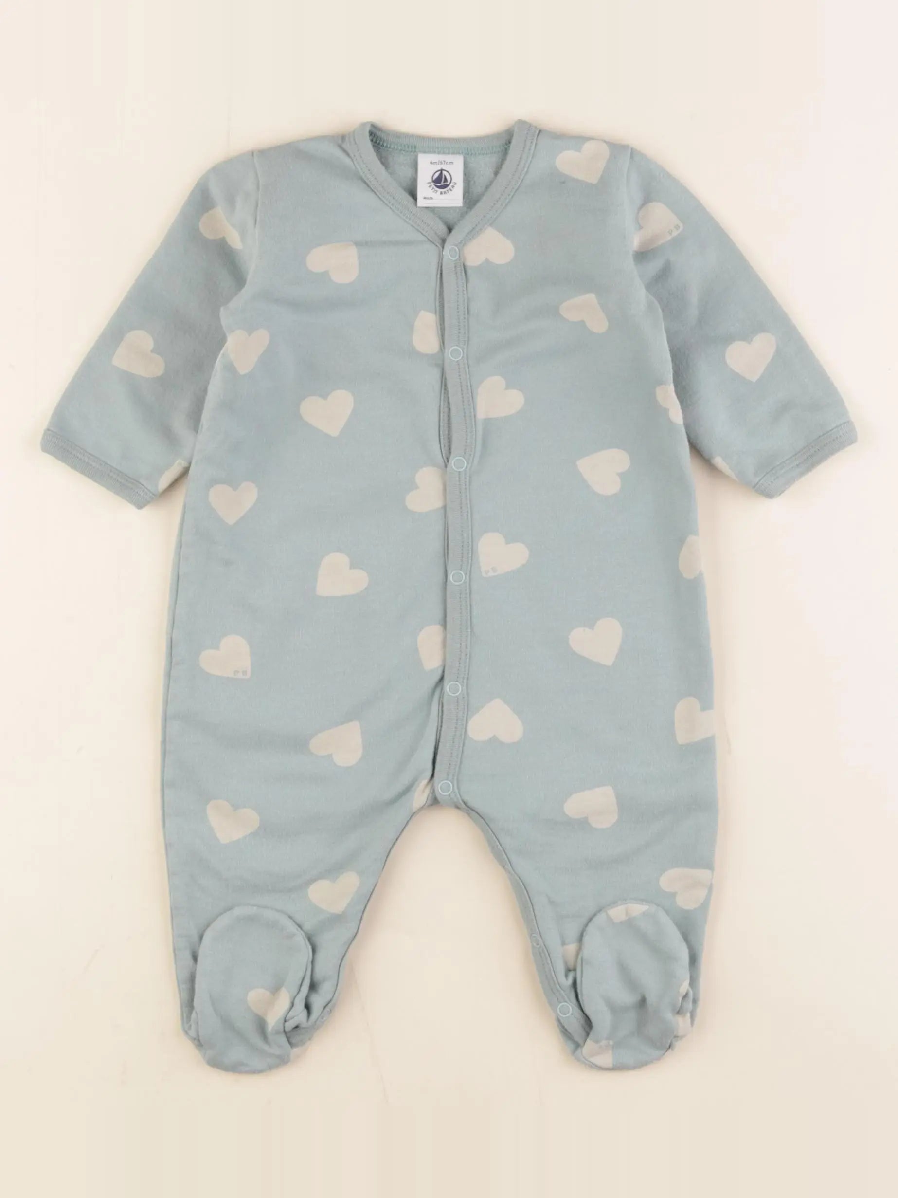 Petit Bateau - pyjama coton vert - 6 mois