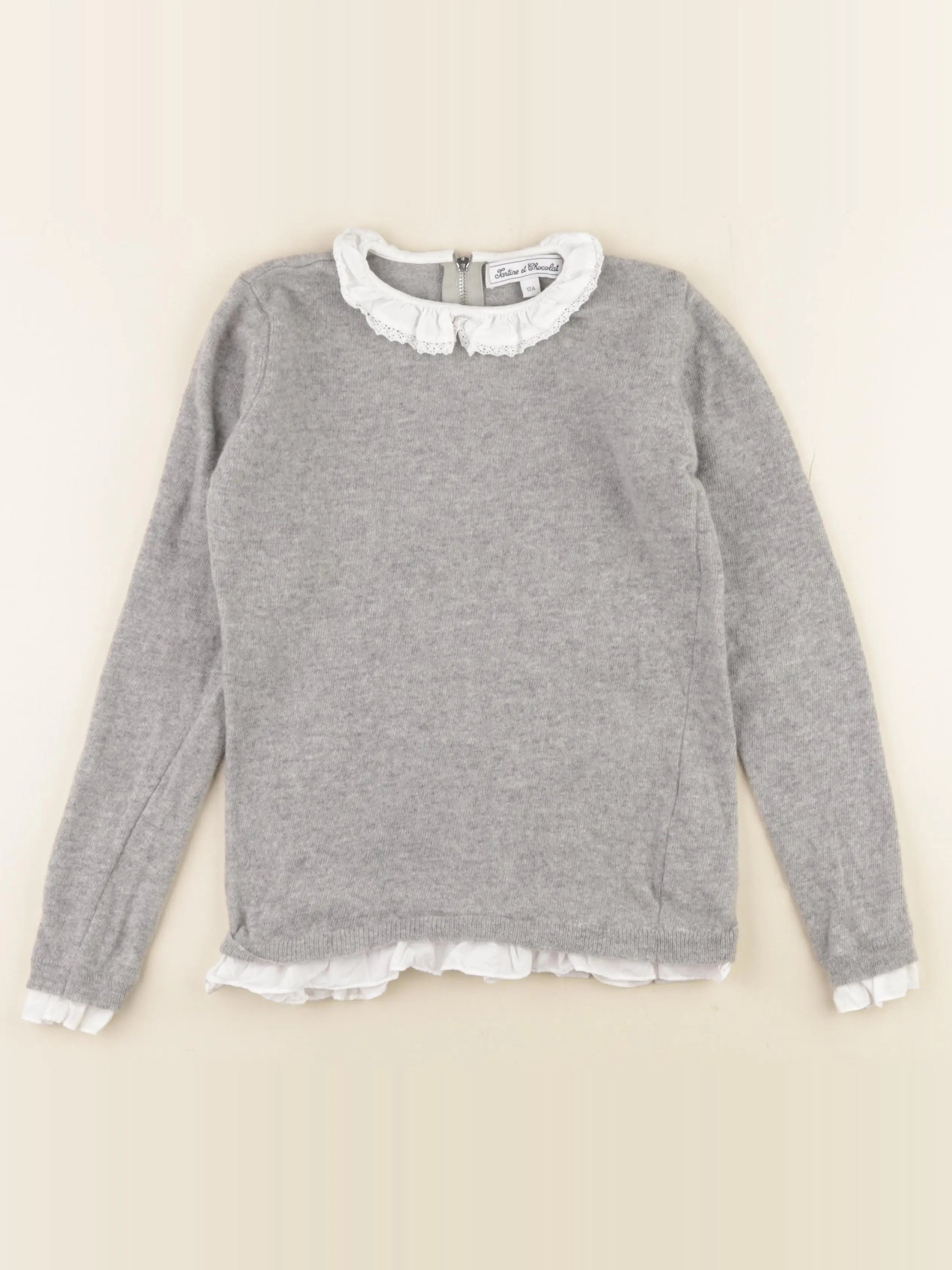 Tartine & Chocolat - pull gris - 12 ans
