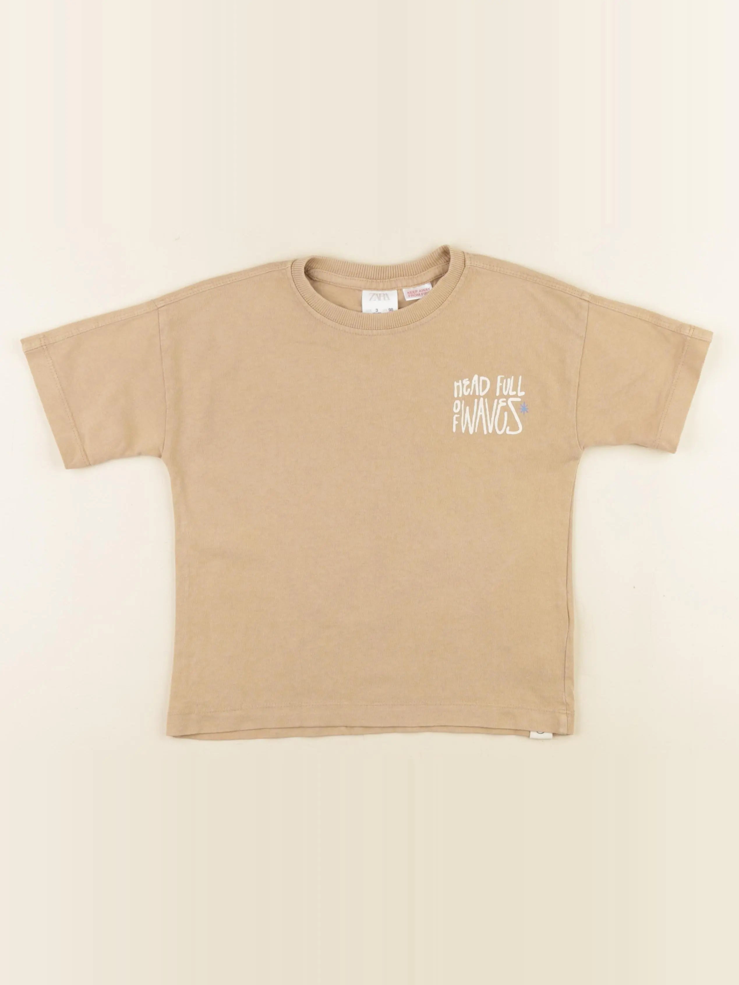 Zara - tee-shirt imprimé au dos marron - 3 ans