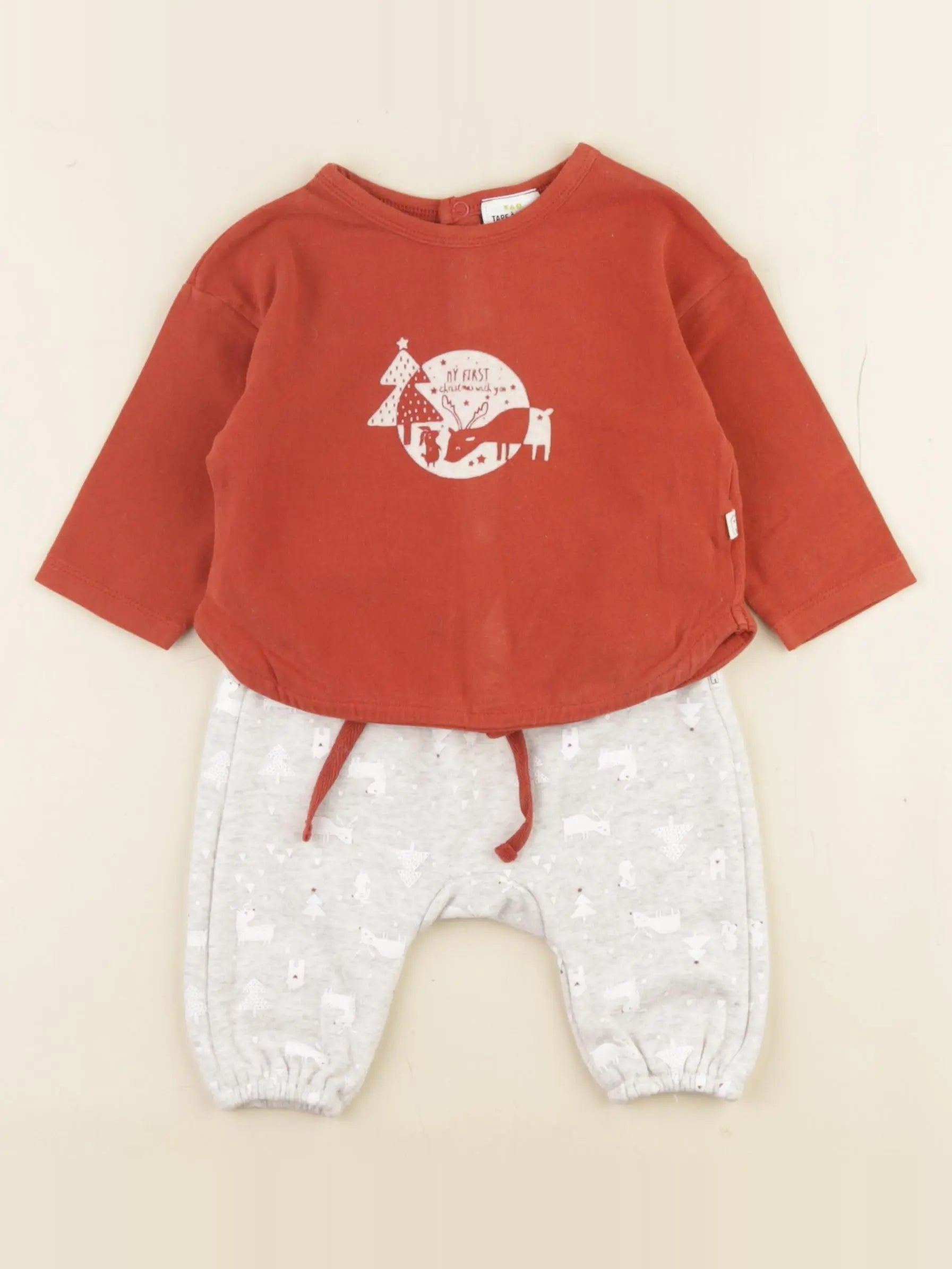 Tape à l'oeil - ensemble gris, orange - 3 mois