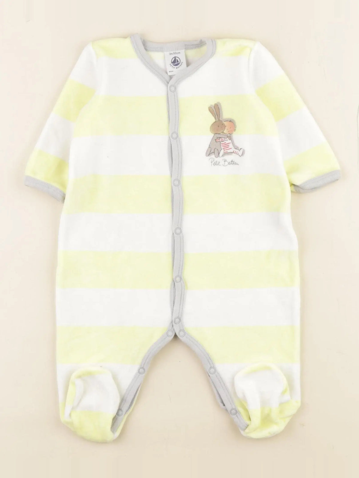 Petit Bateau - pyjama velours jaune - 3 mois