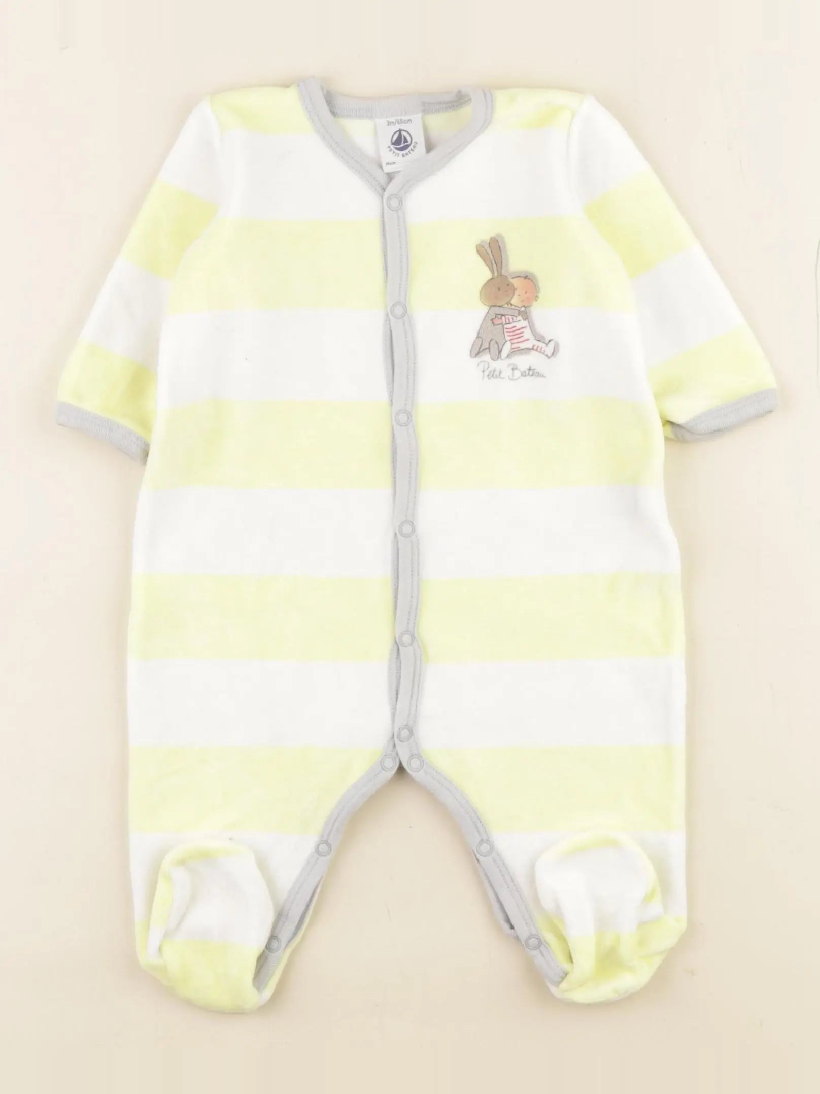 Petit Bateau - pyjama velours jaune - 3 mois