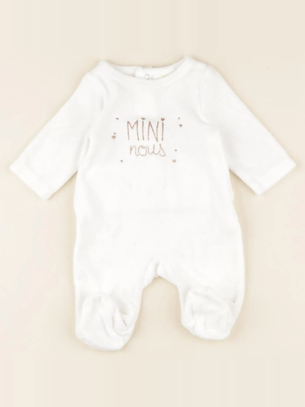 Tape à l'oeil - pyjama velours blanc - 0 mois