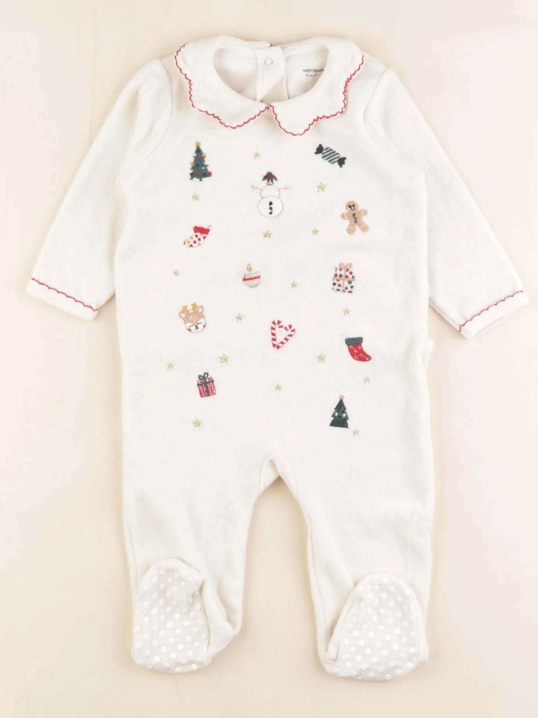 Vertbaudet - pyjama velours beige - 9 mois