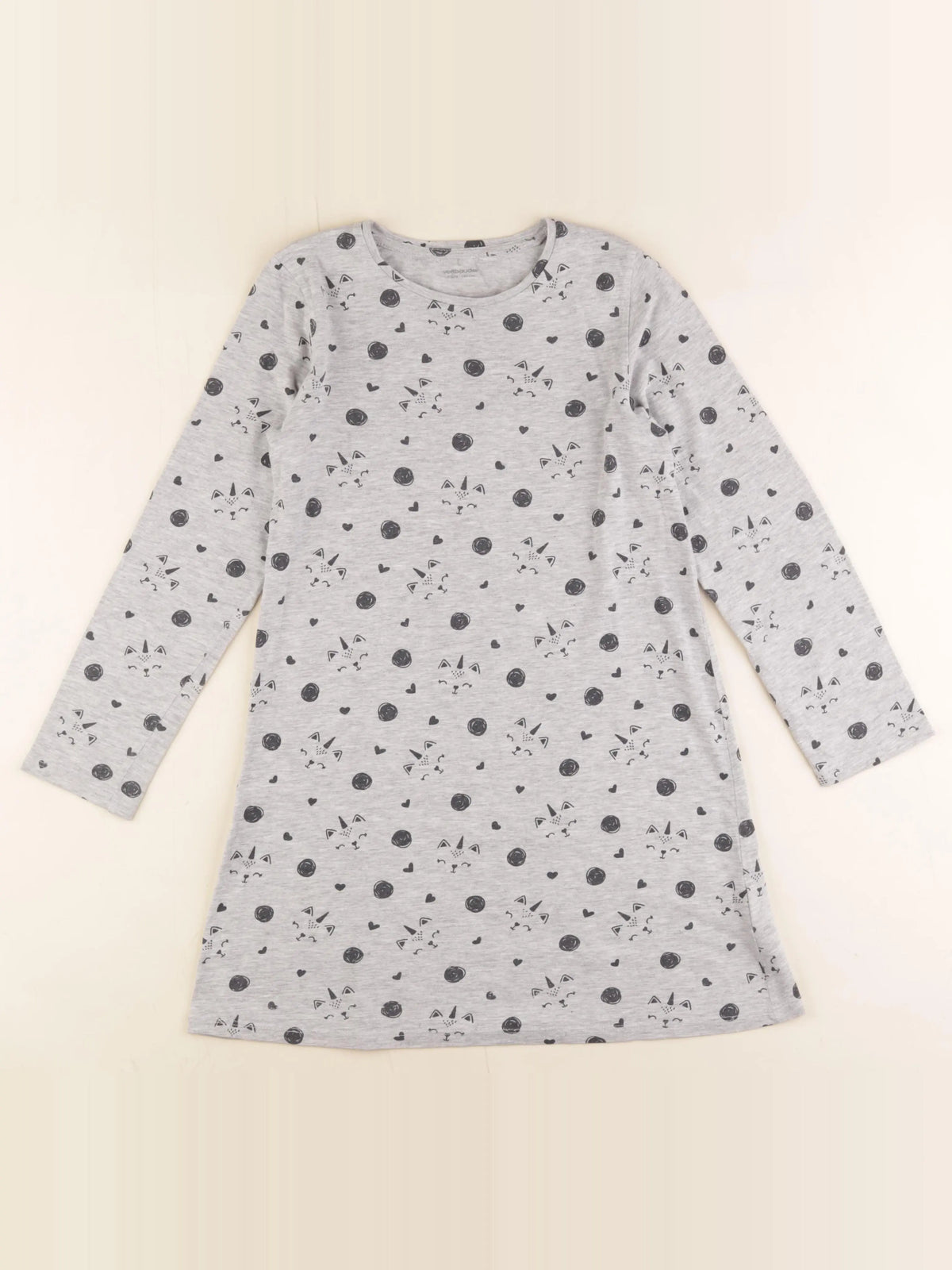Vertbaudet - chemise de nuit coton gris - 10 ans