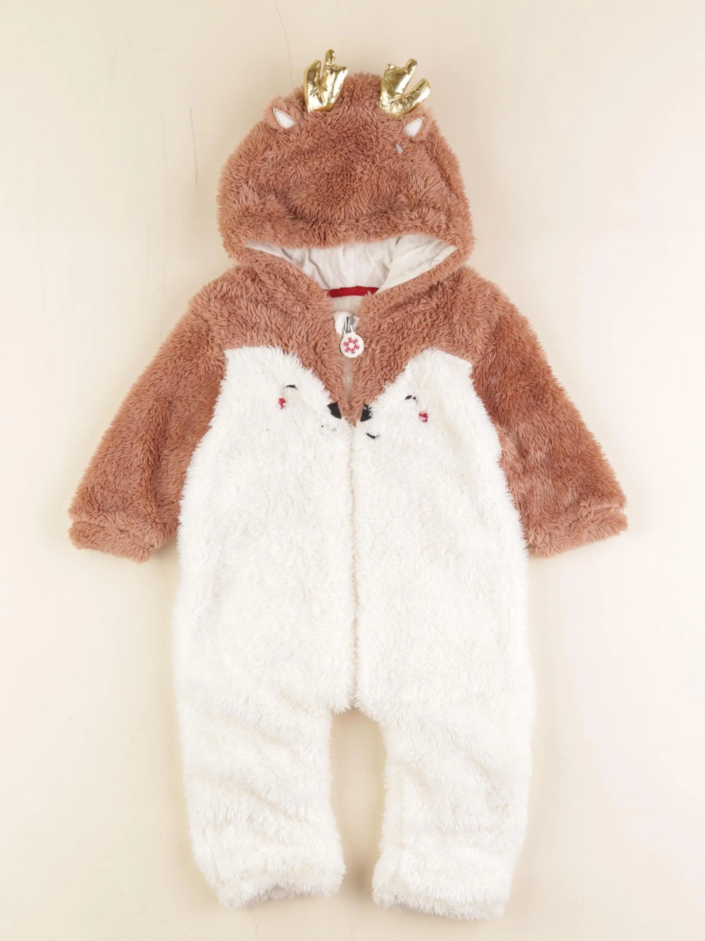 Vertbaudet - sur-pyjama marron, blanc - 9 mois