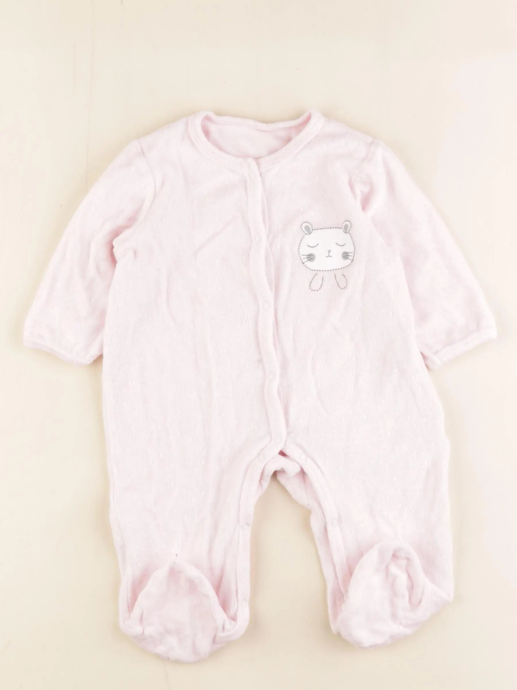 Vertbaudet - pyjama velours rose - 9 mois