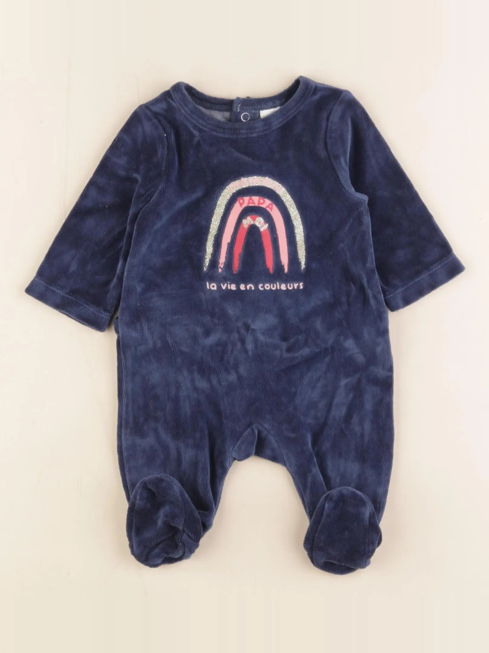 Tape à l'oeil - pyjama velours bleu - 1 mois