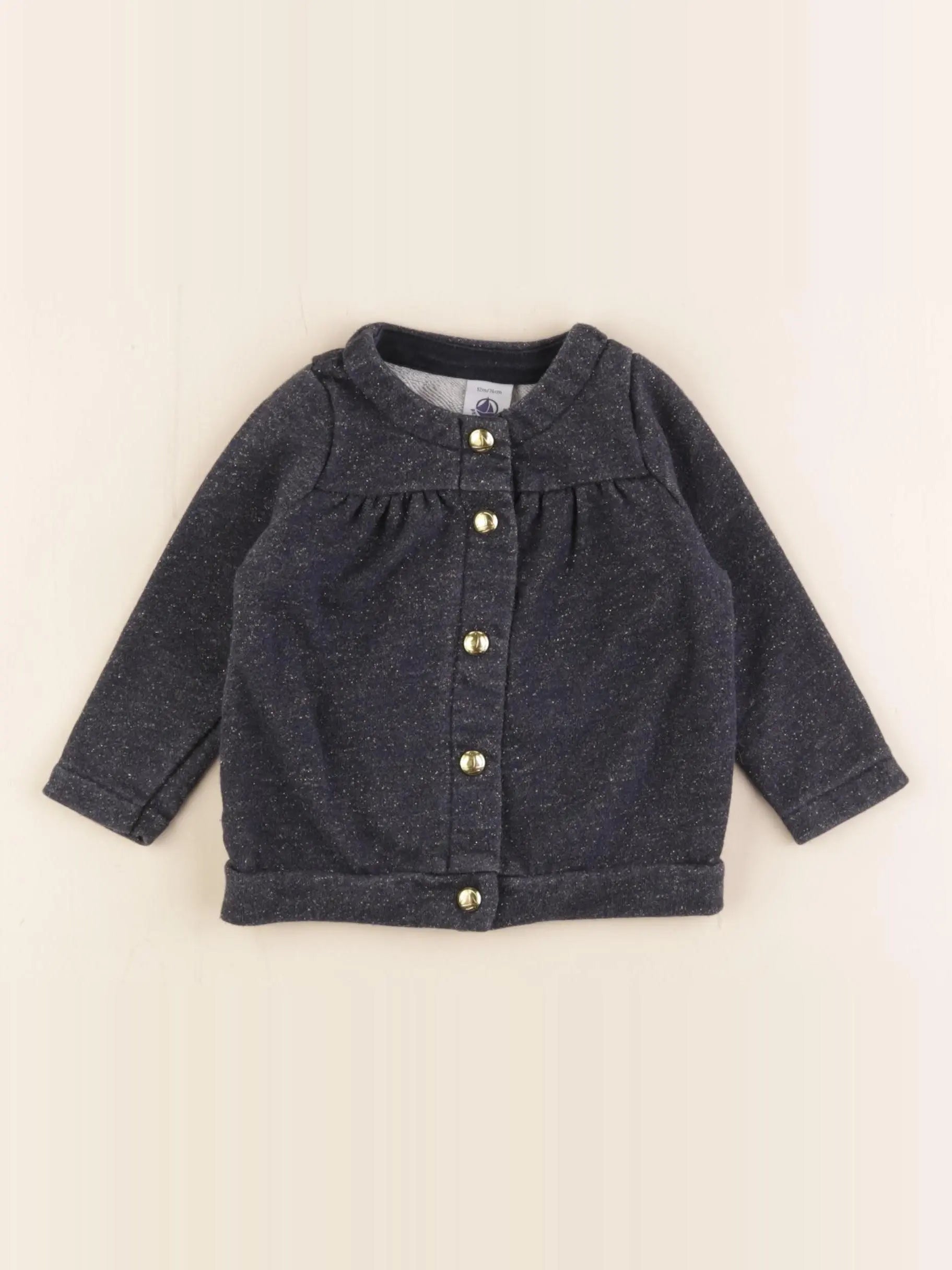 Petit Bateau - gilet bleu, or - 12 mois
