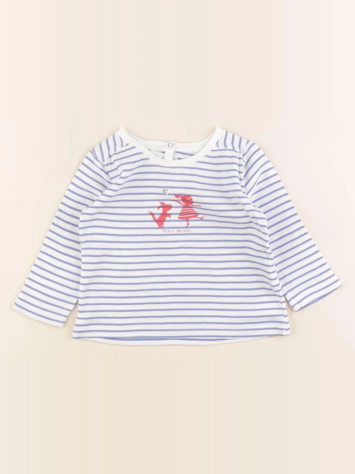 Petit Bateau - tee-shirt bleu, blanc - 12 mois