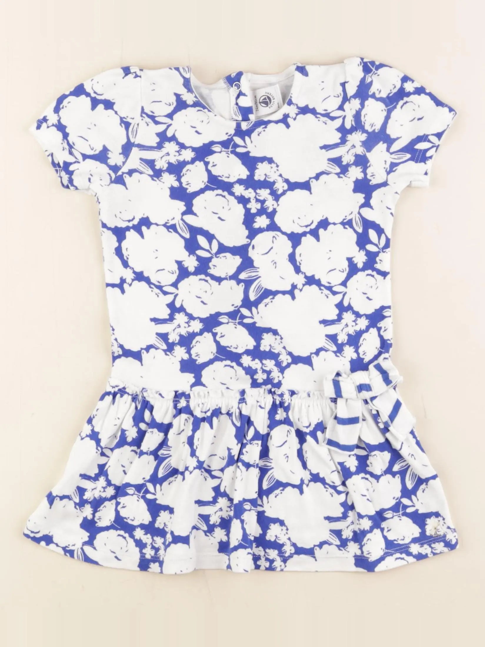 Petit Bateau - robe bleu, blanc - 3 mois