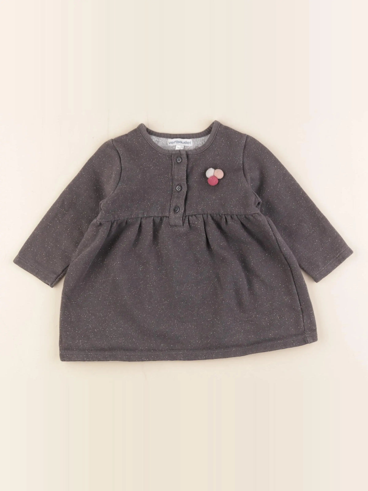 Vertbaudet - robe gris, or - 12 mois