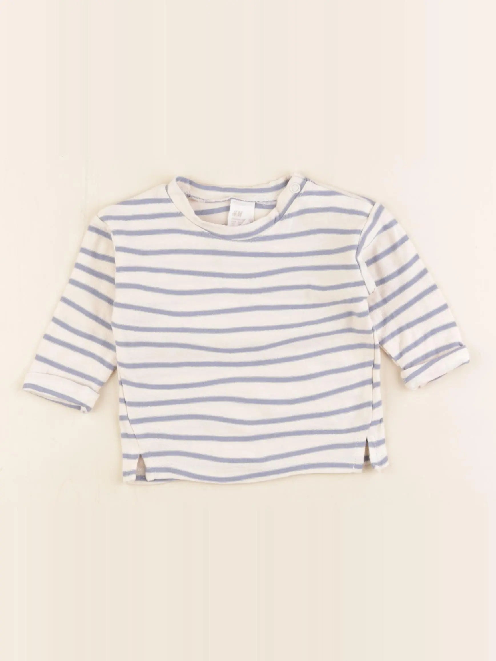 H&M - tee-shirt bleu, beige - 2/4 mois