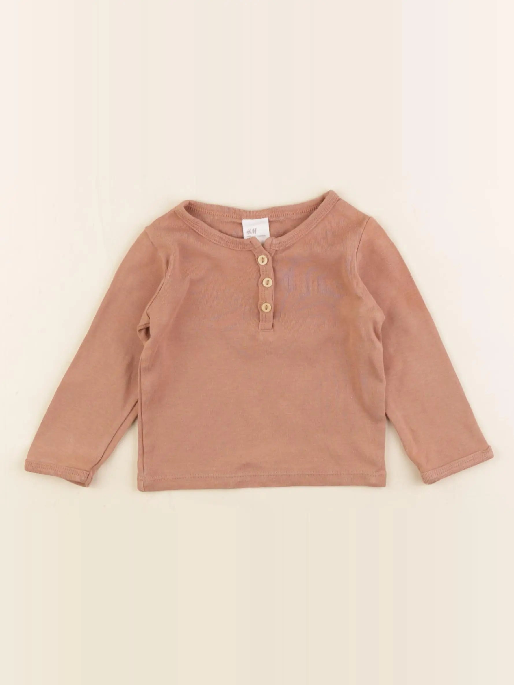 H&M - tee-shirt marron - 2/4 mois