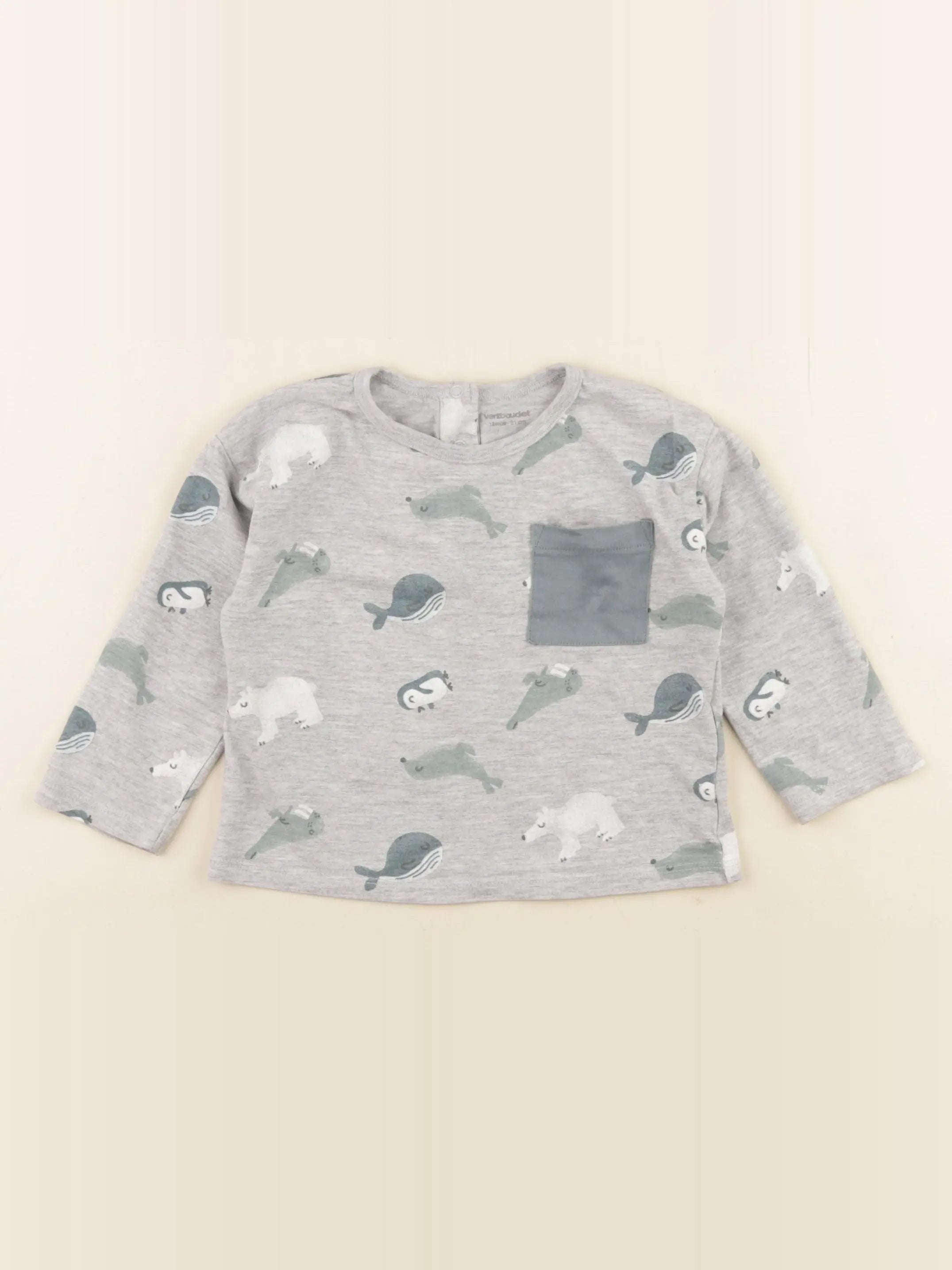 Vertbaudet - tee-shirt gris - 18 mois