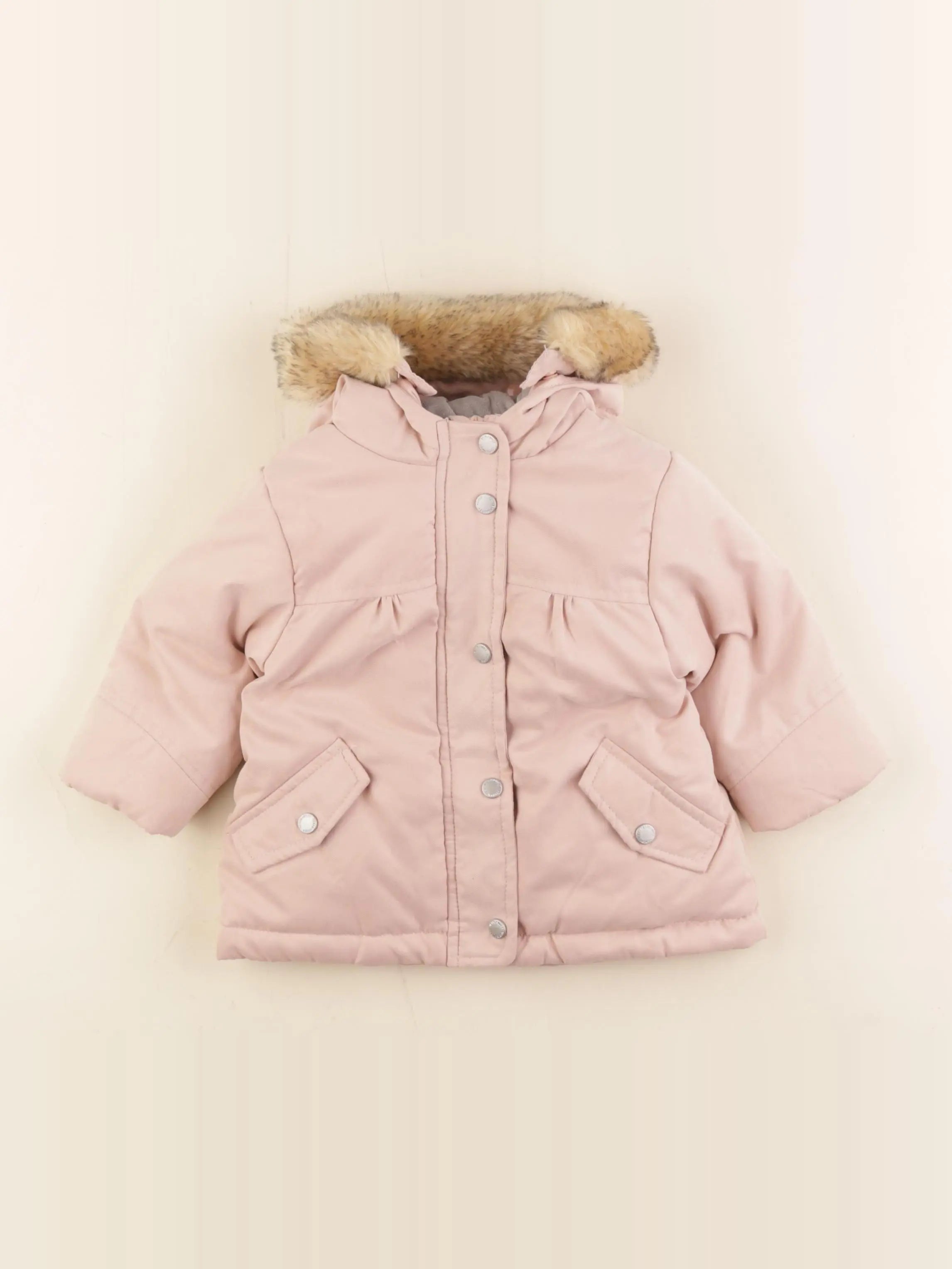 Vertbaudet - manteau doublure amovible rose - 9 mois