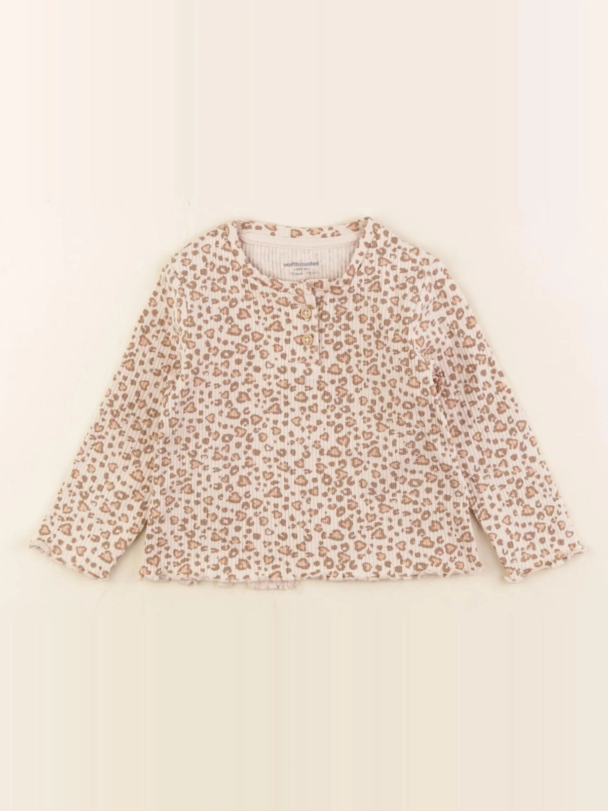 Vertbaudet - tee-shirt marron, beige - 12 mois