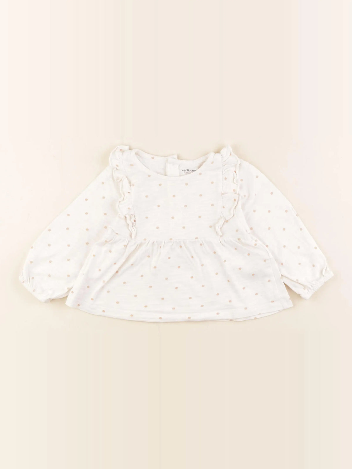 Vertbaudet - tee-shirt beige - 12 mois