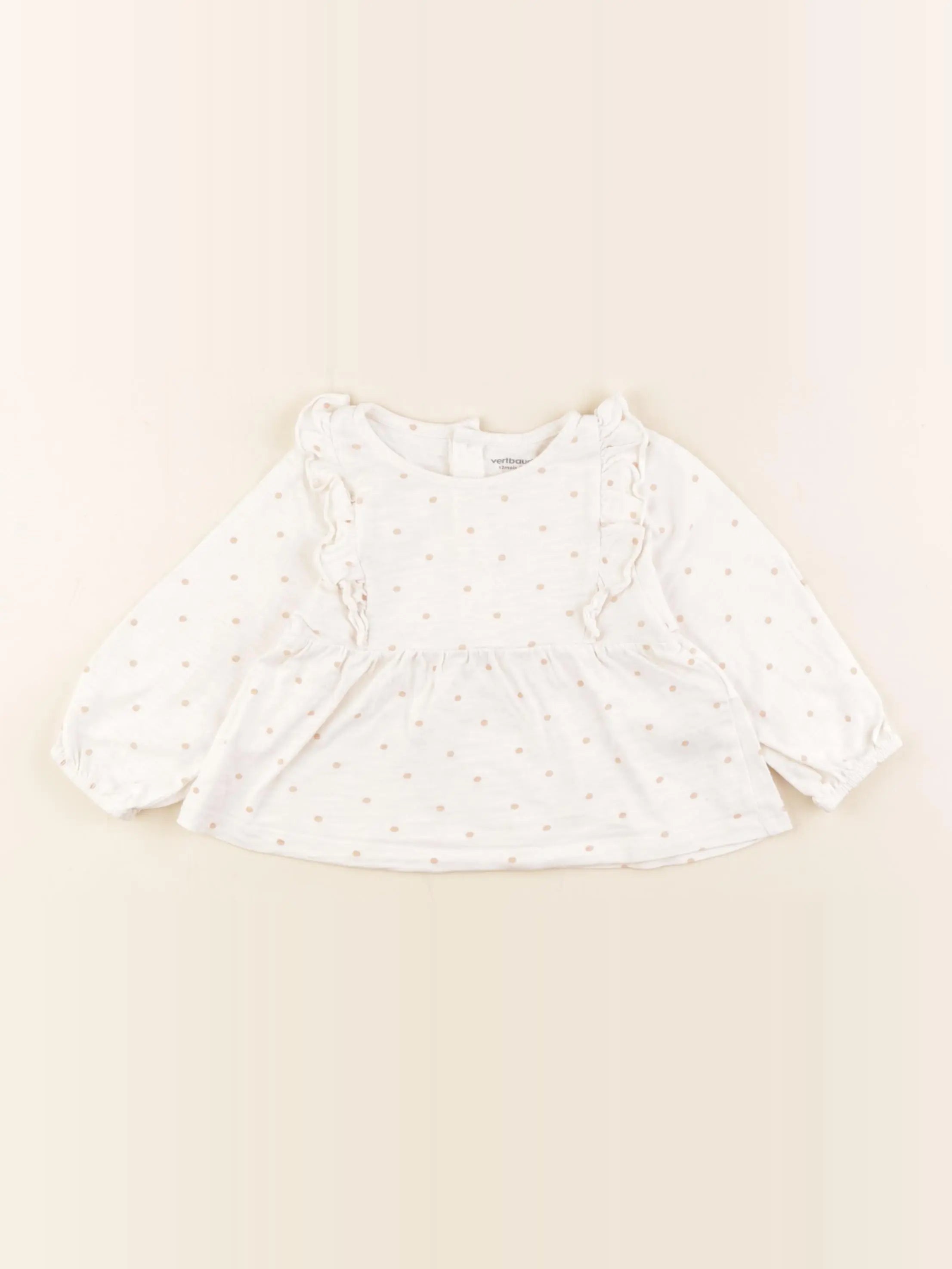Vertbaudet - tee-shirt beige - 12 mois