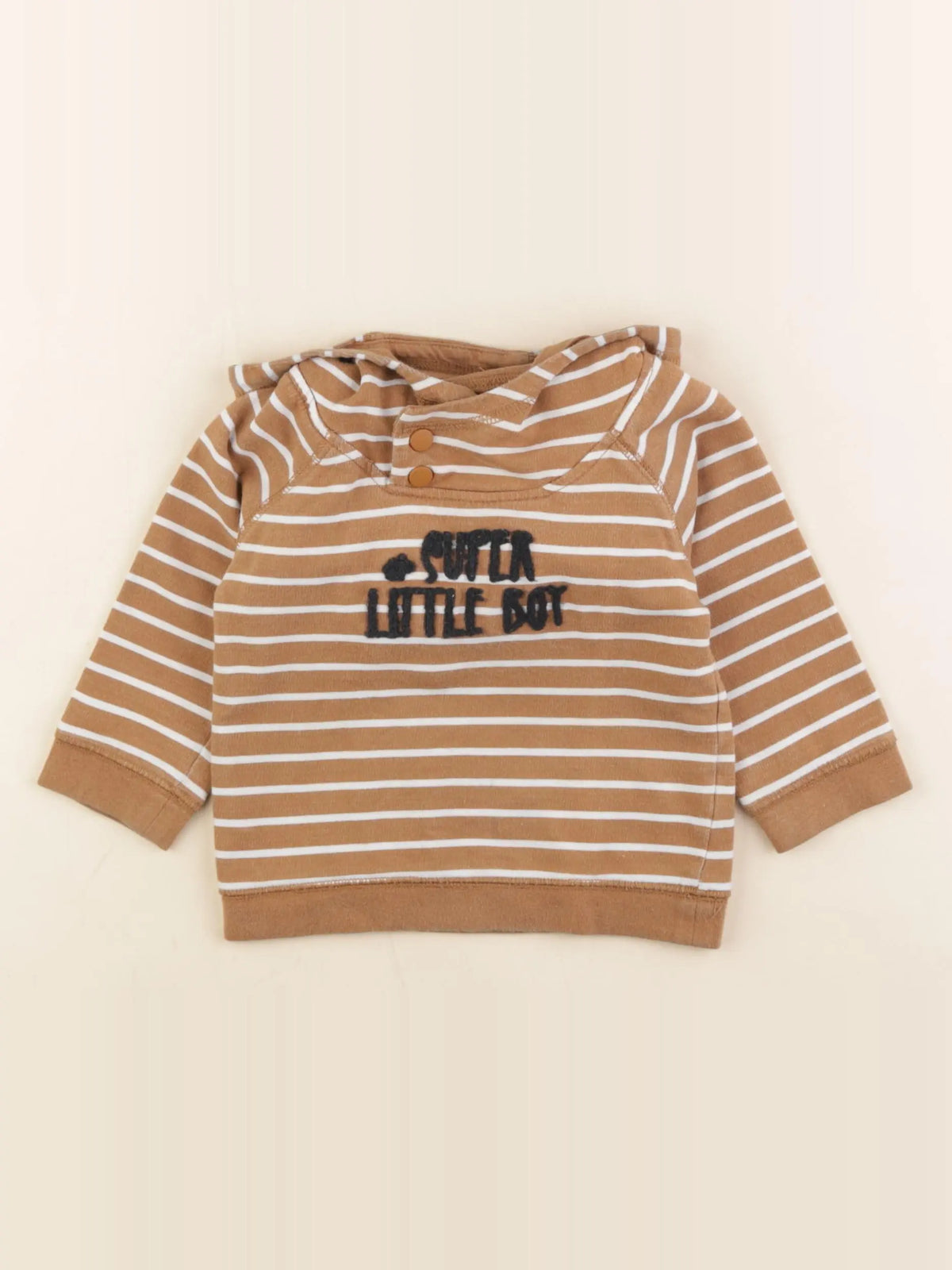 Vertbaudet - sweat blanc, marron - 12 mois