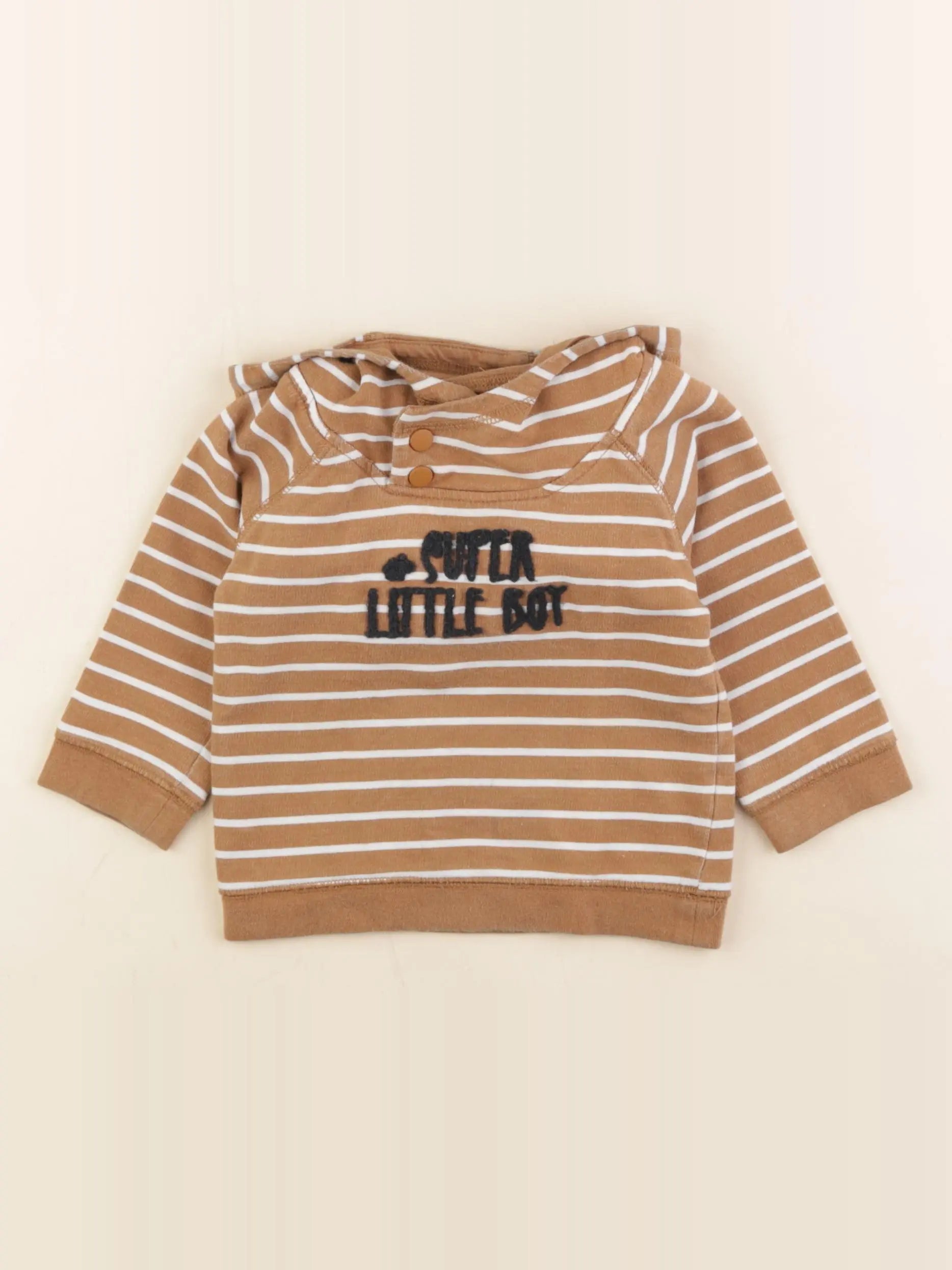 Vertbaudet - sweat blanc, marron - 12 mois