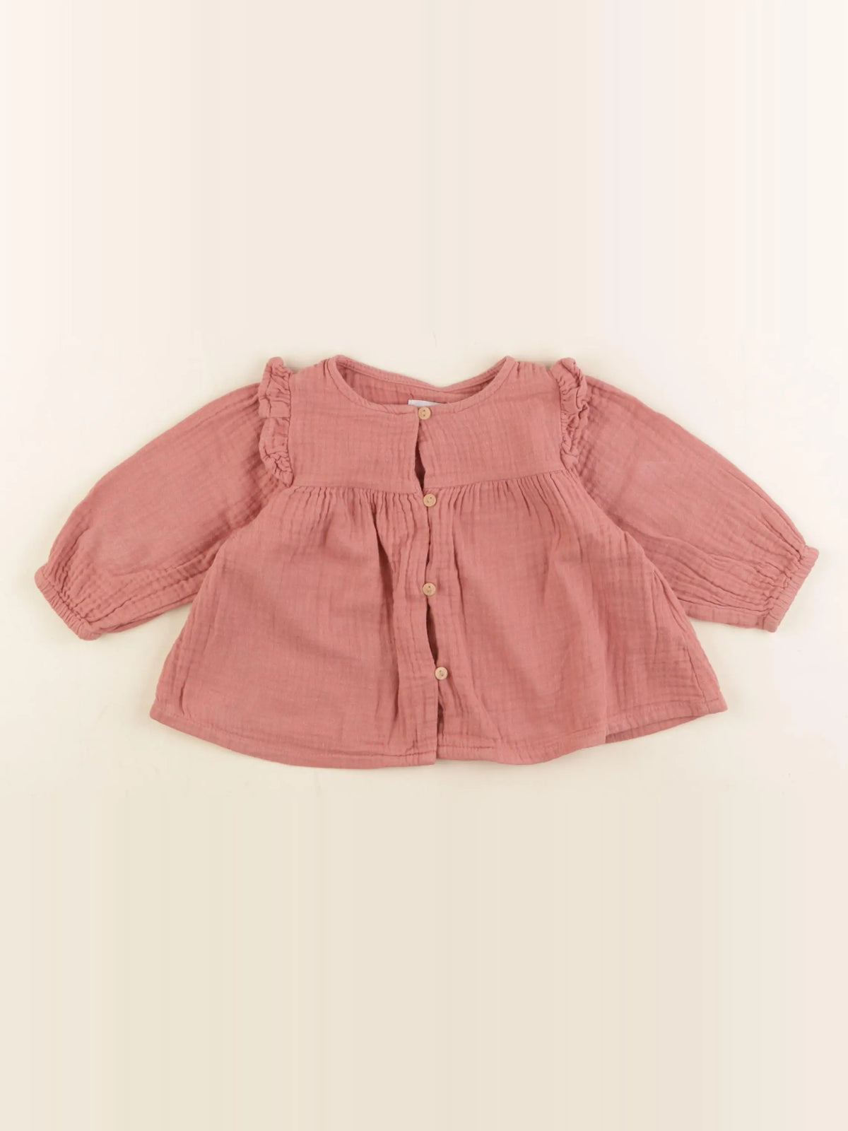 Vertbaudet - blouse coton rose - 6 mois