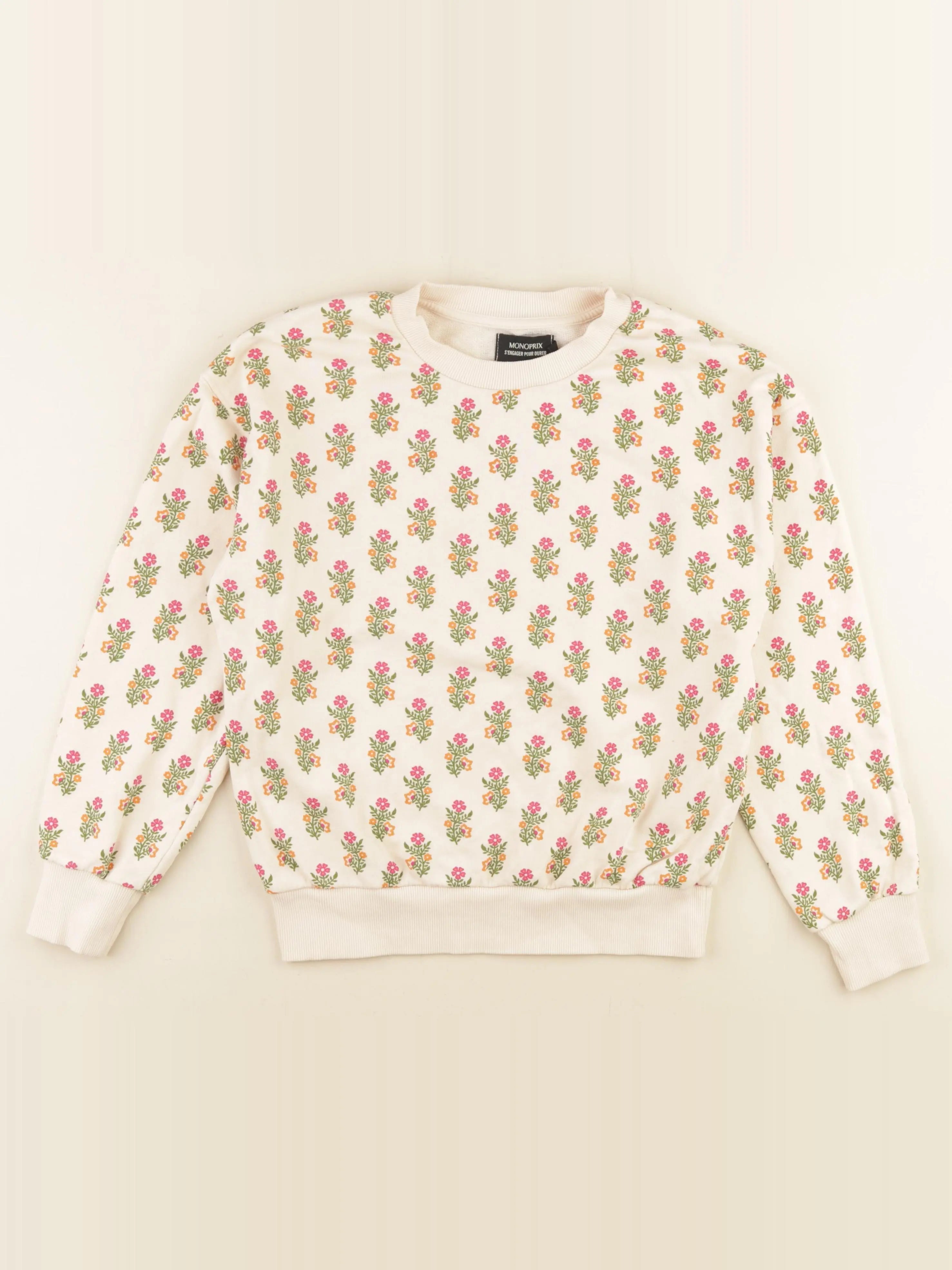 Monoprix - sweat beige - 12 ans