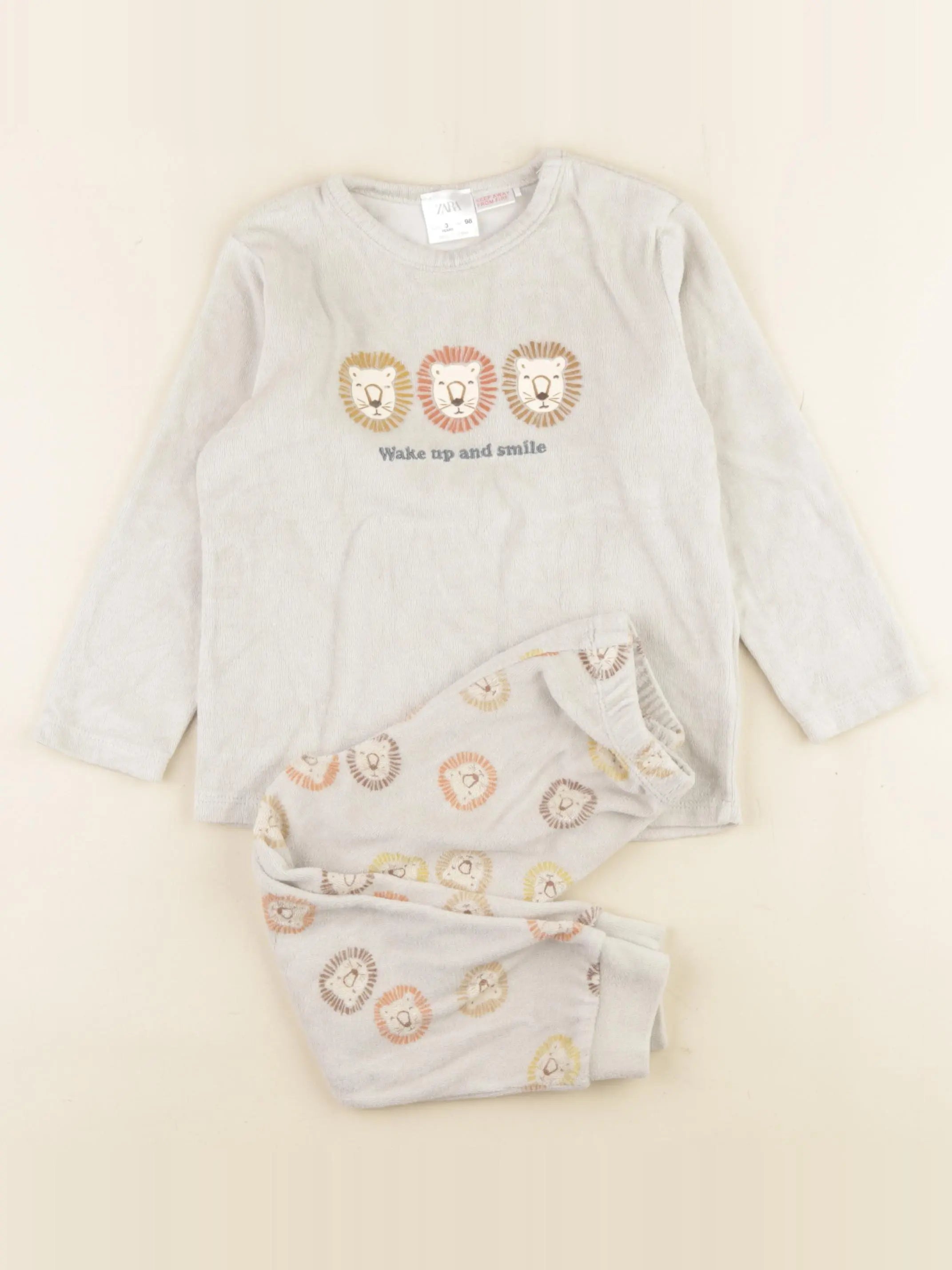 Zara - pyjama velours gris - 3 ans